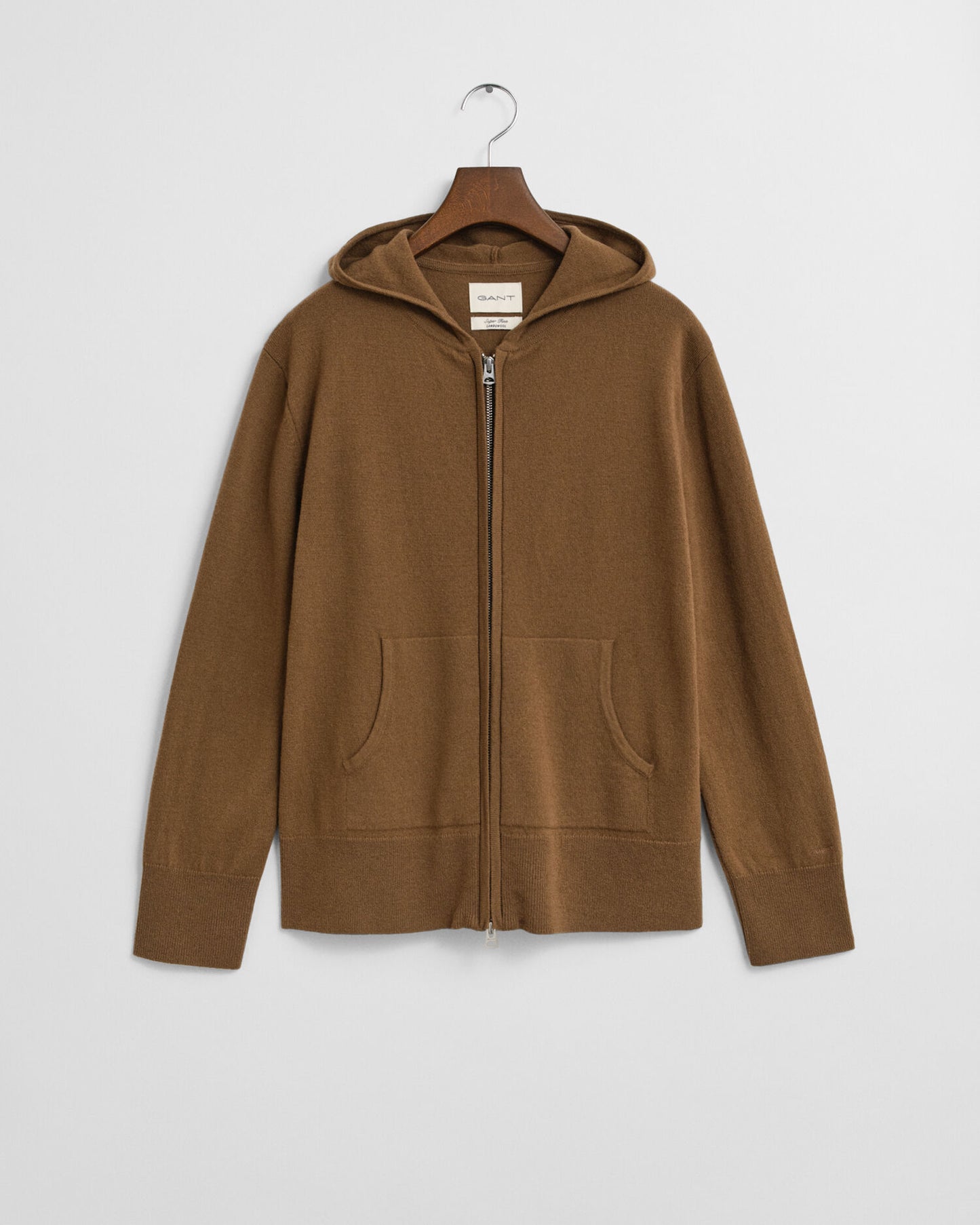 Sweat à capuche zippé en agneau superfin