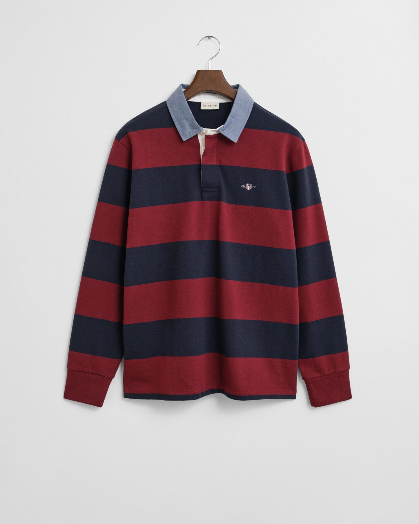 Gestreifter Heavy Rugger mit Chambray-Kragen