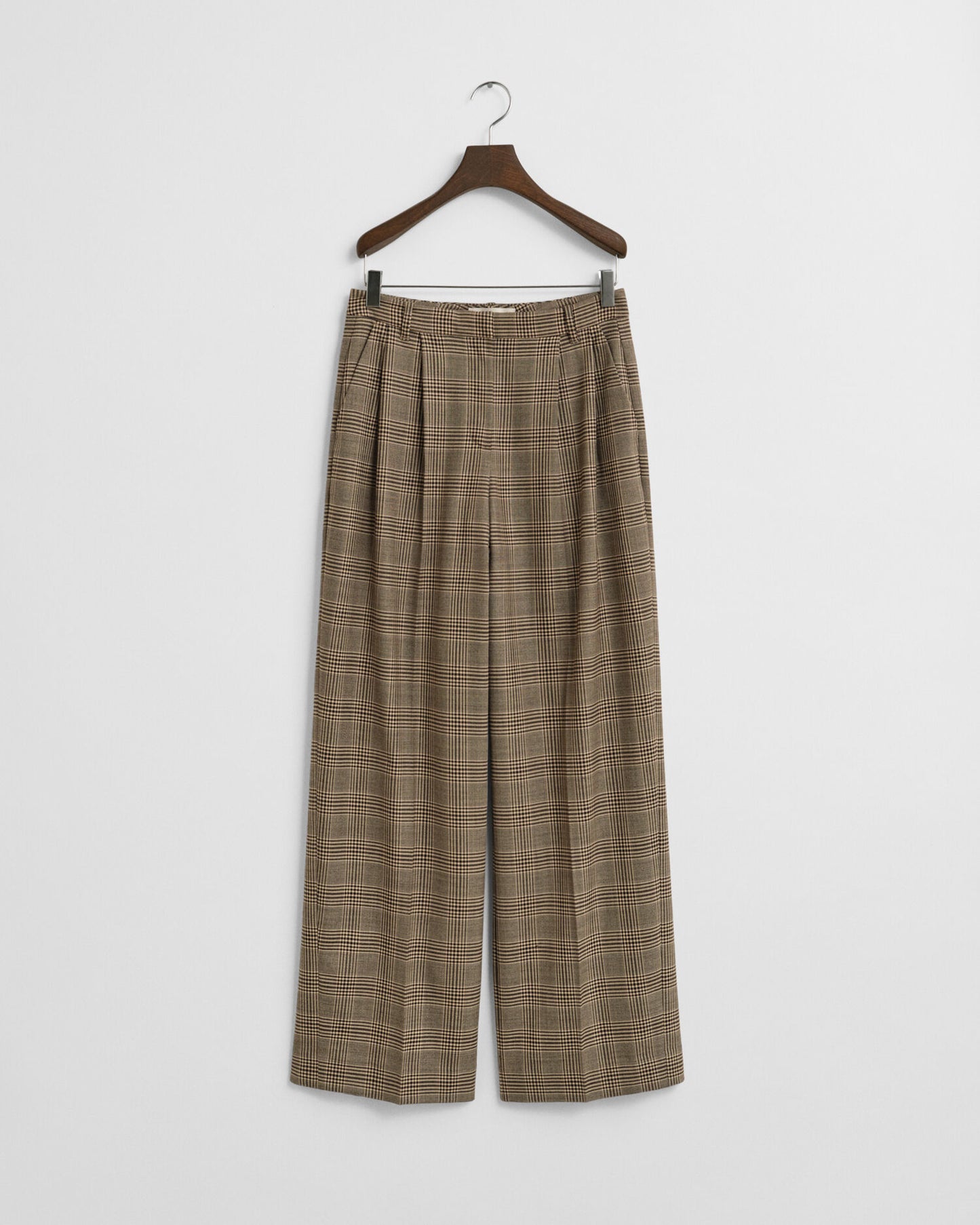 Pantalon plissé à carreaux en laine mélangée