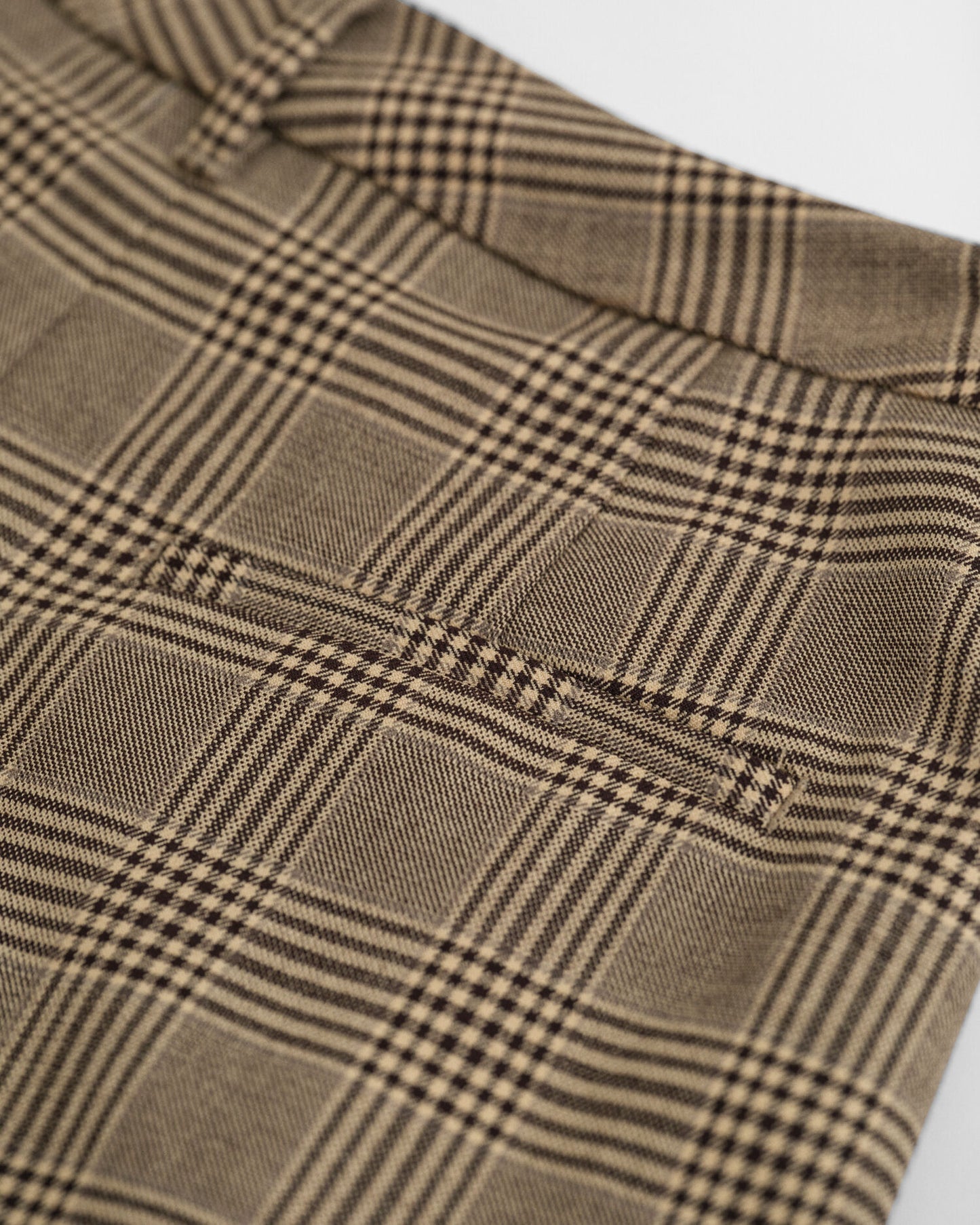 Pantalon plissé à carreaux en laine mélangée