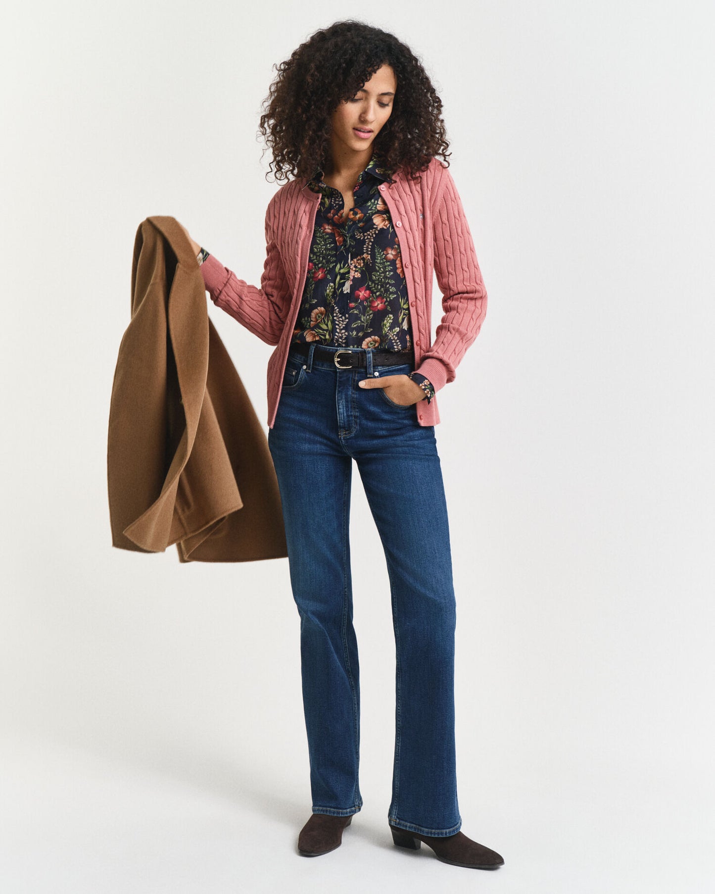 Gilet en maille torsadée extensible en coton