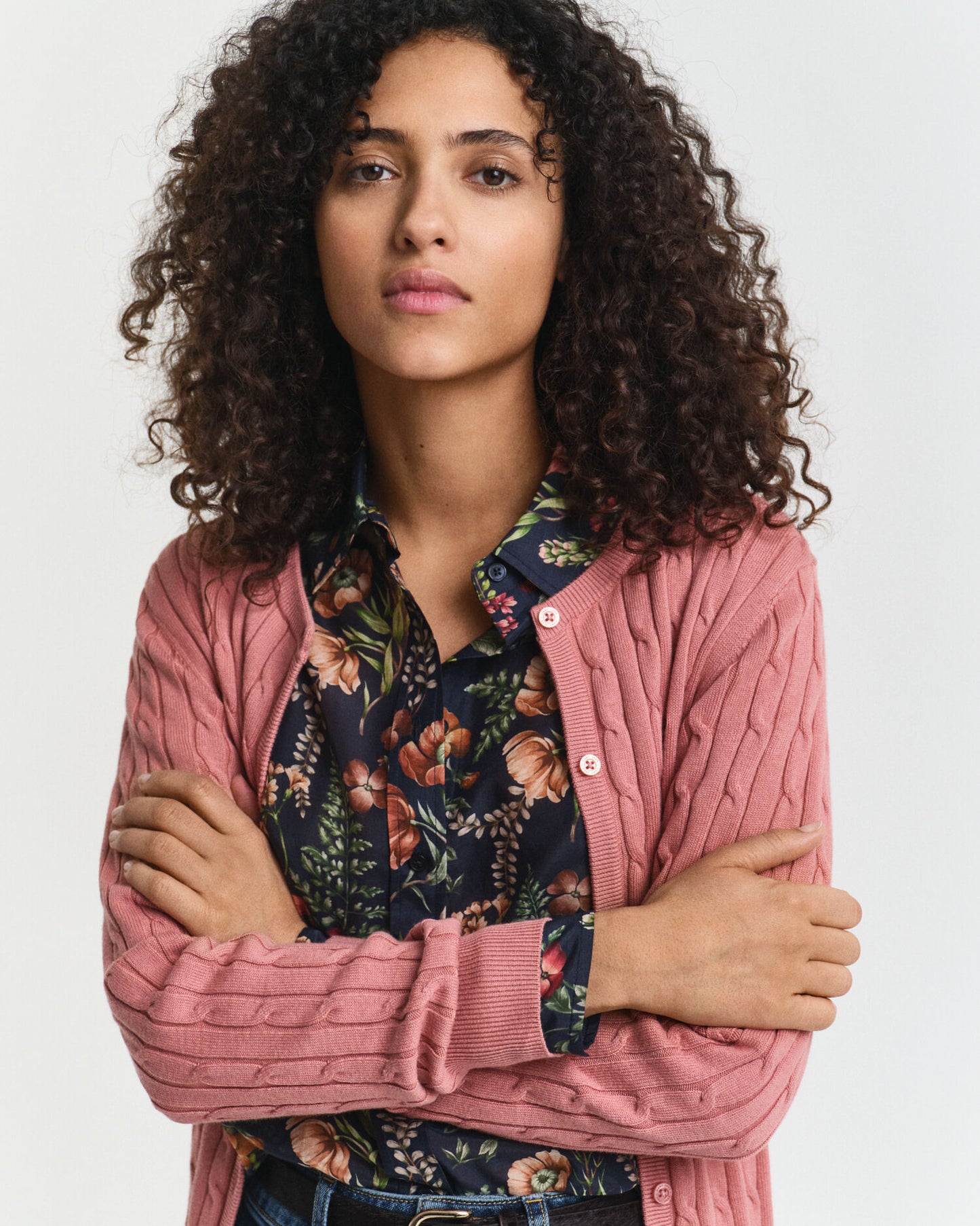 Gilet en maille torsadée extensible en coton