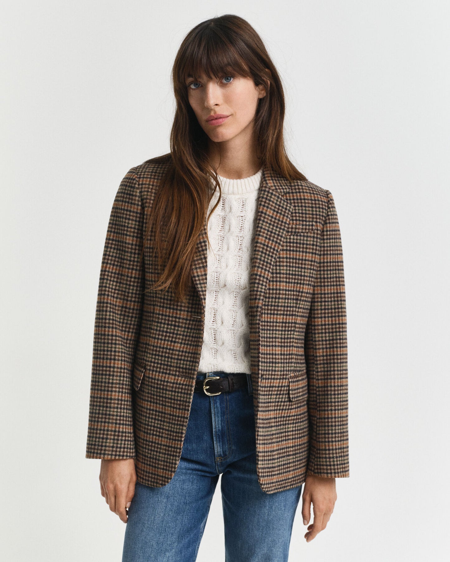 Blazer en laine pied-de-poule coupe classique