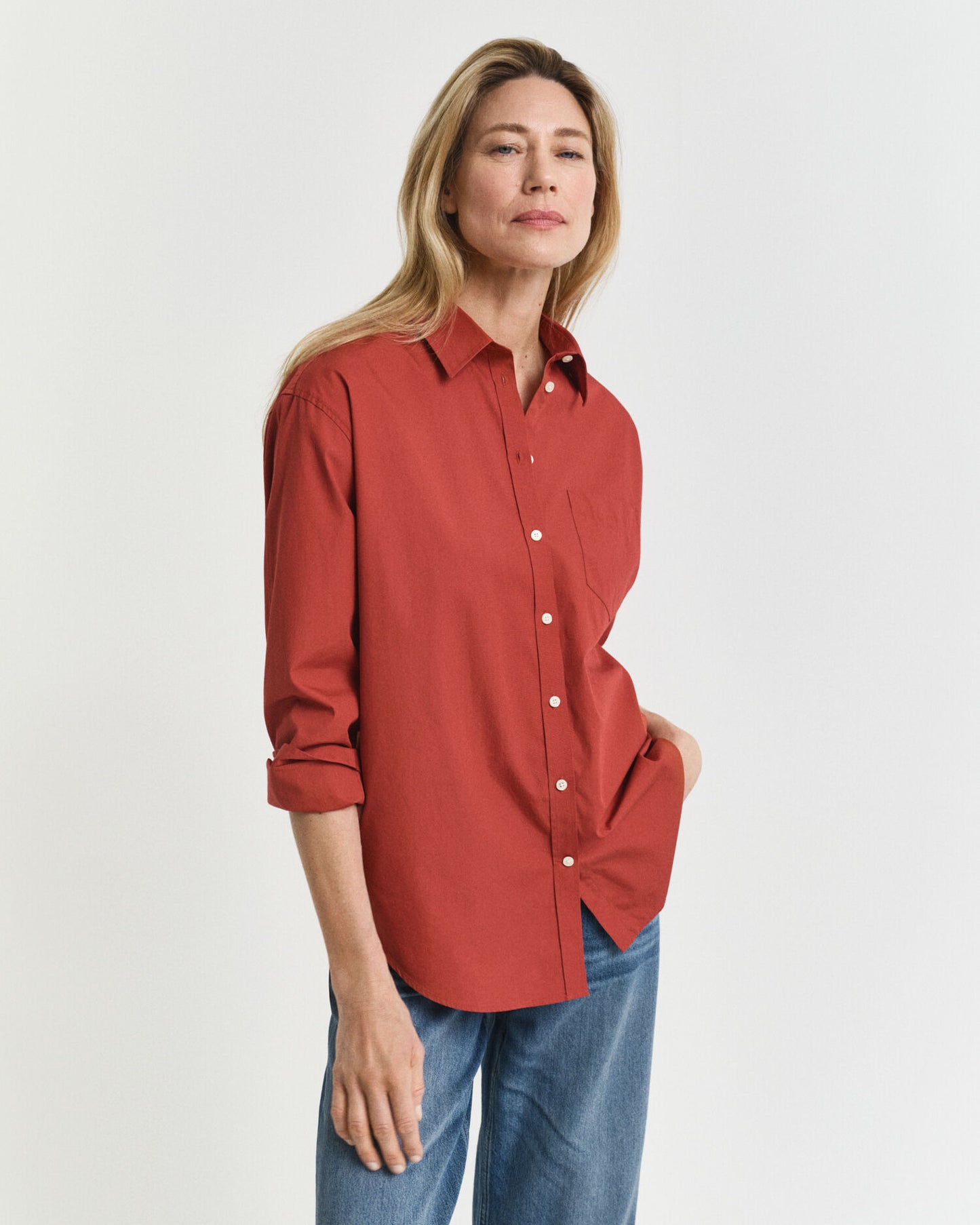 Chemise classique en popeline à coupe décontractée