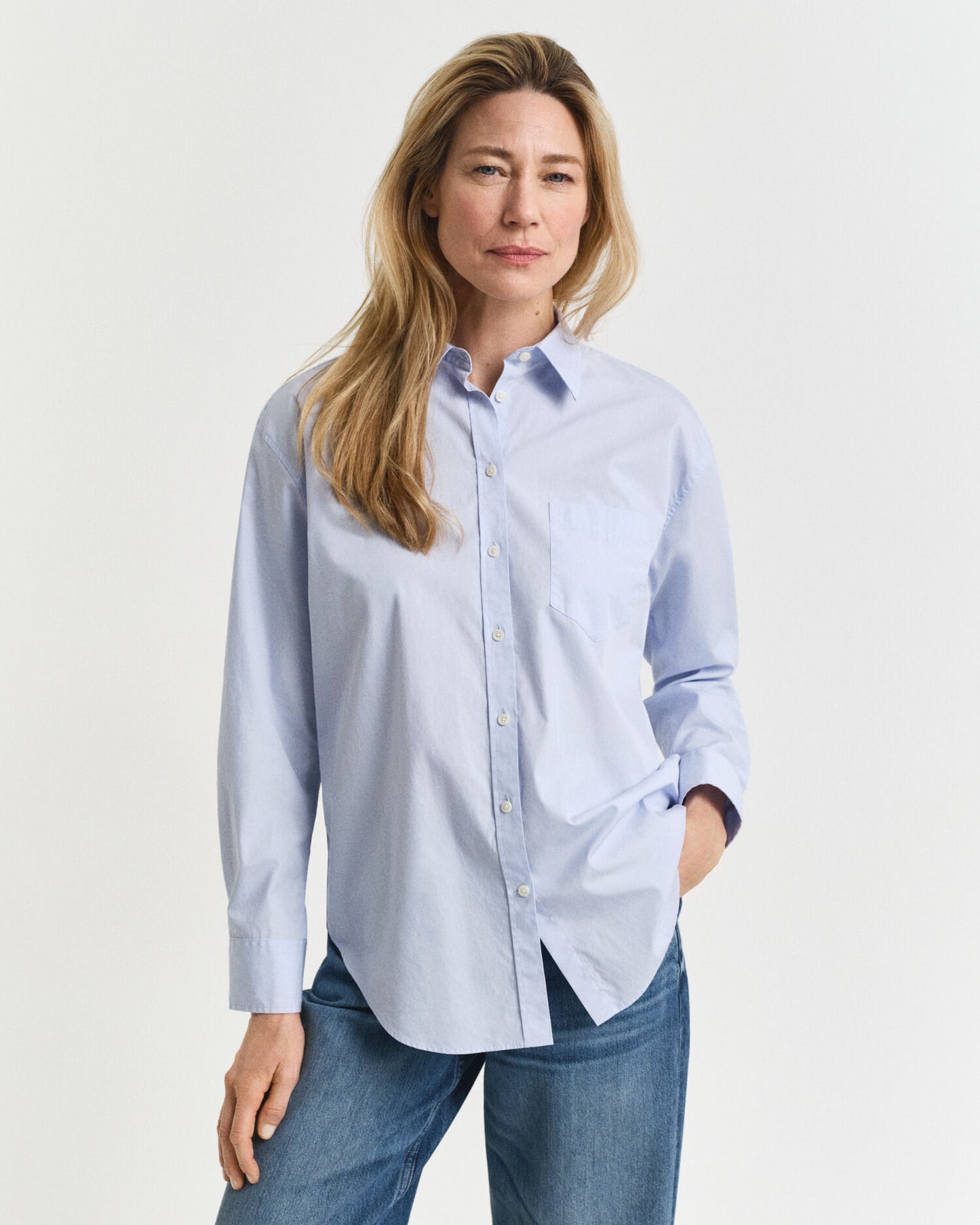 Chemise classique en popeline à coupe décontractée