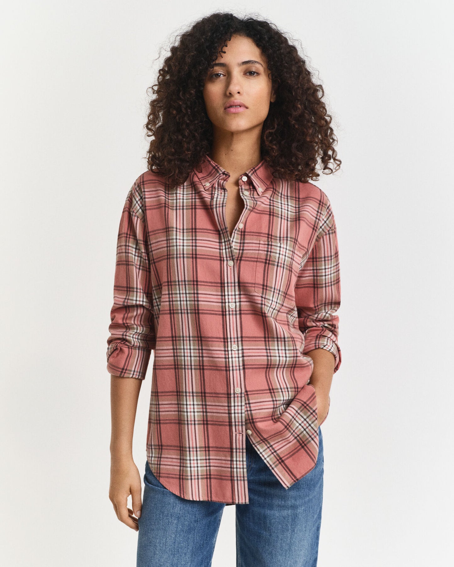 Chemise à carreaux en flanelle coupe décontractée