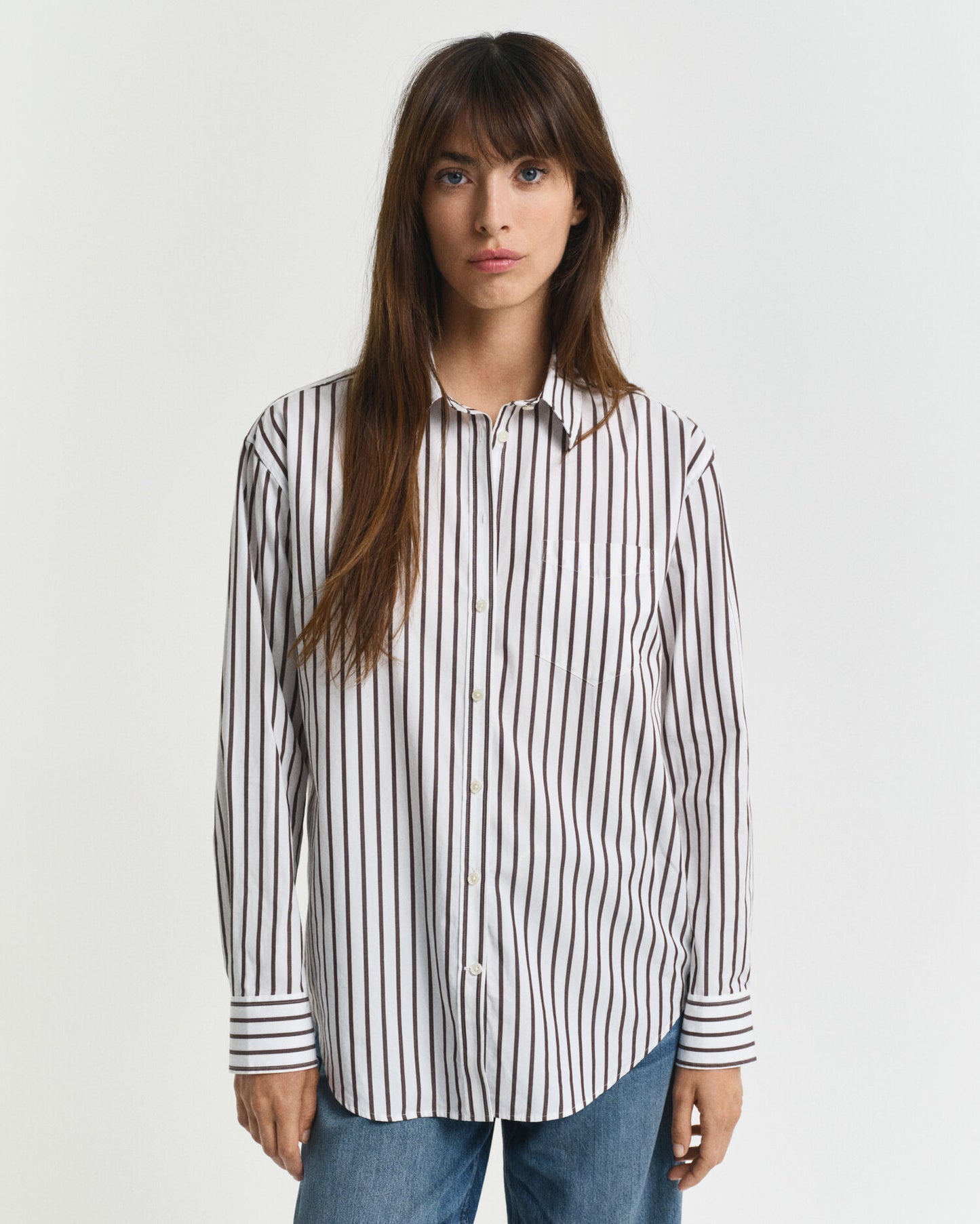Relaxed Fit Hemd aus gestreiftem Popeline