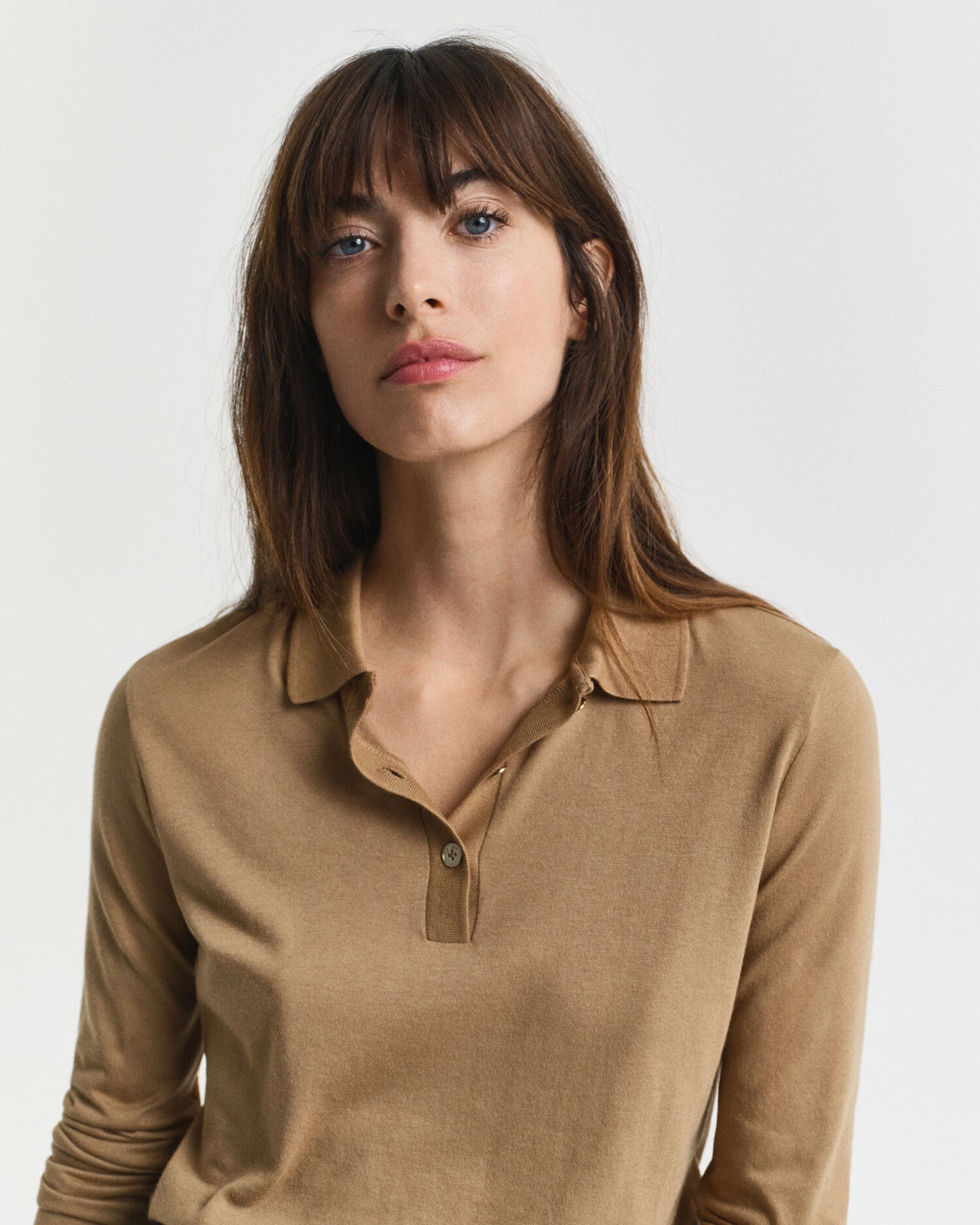Polo à manches longues boutonné sans coutures