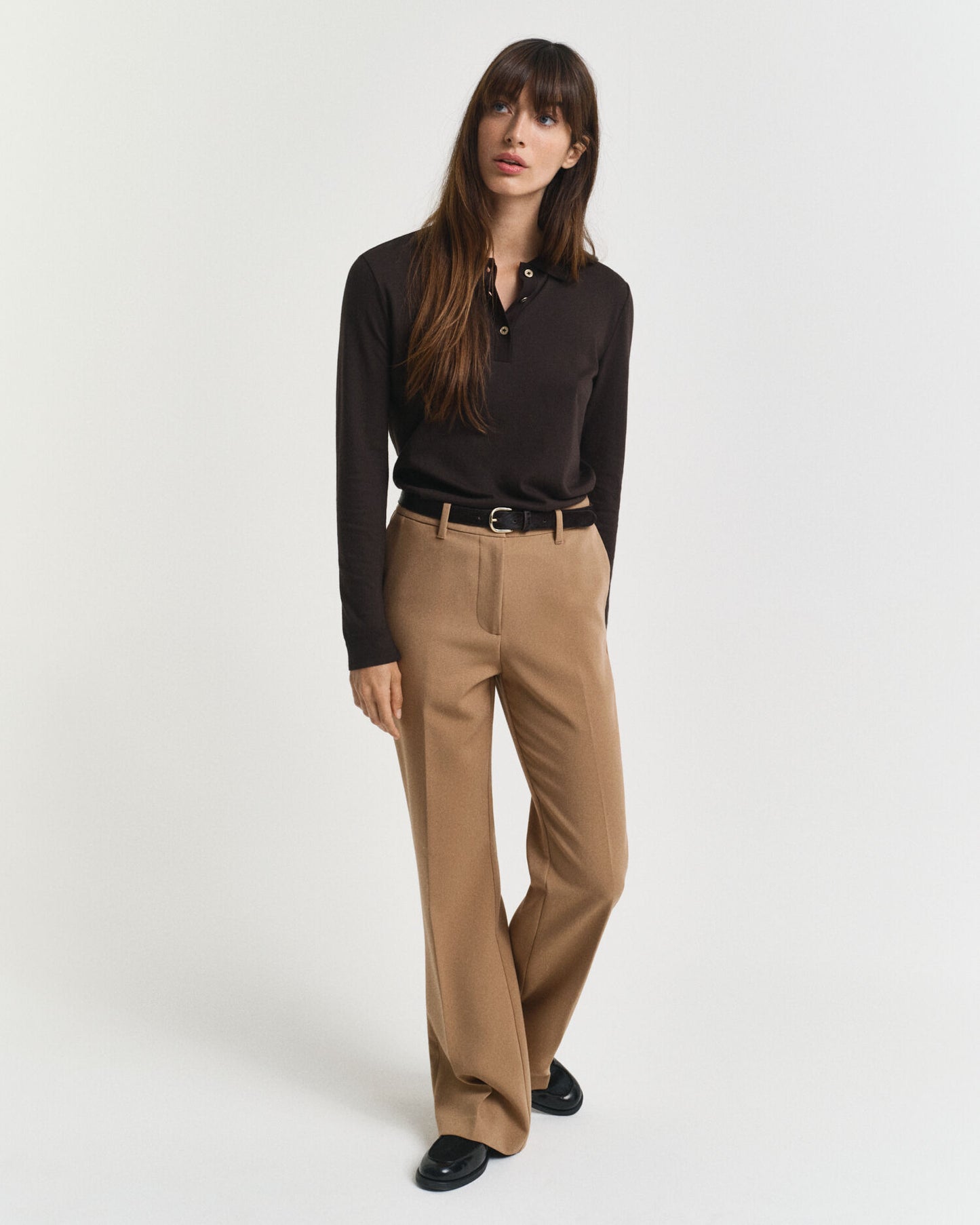 Polo à manches longues sans coutures et boutonné