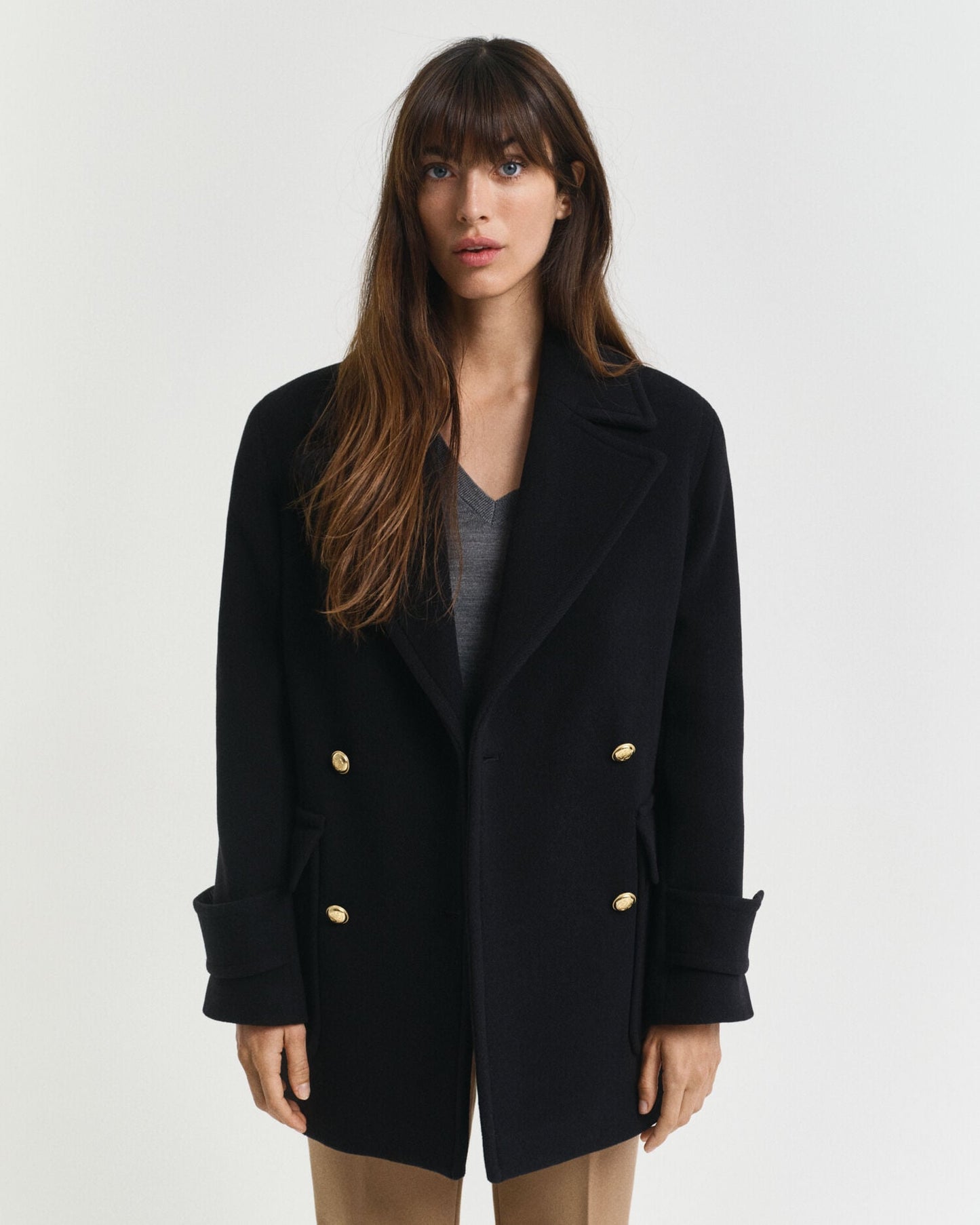 Woll-Mittelmantel im Peacoat-Stil