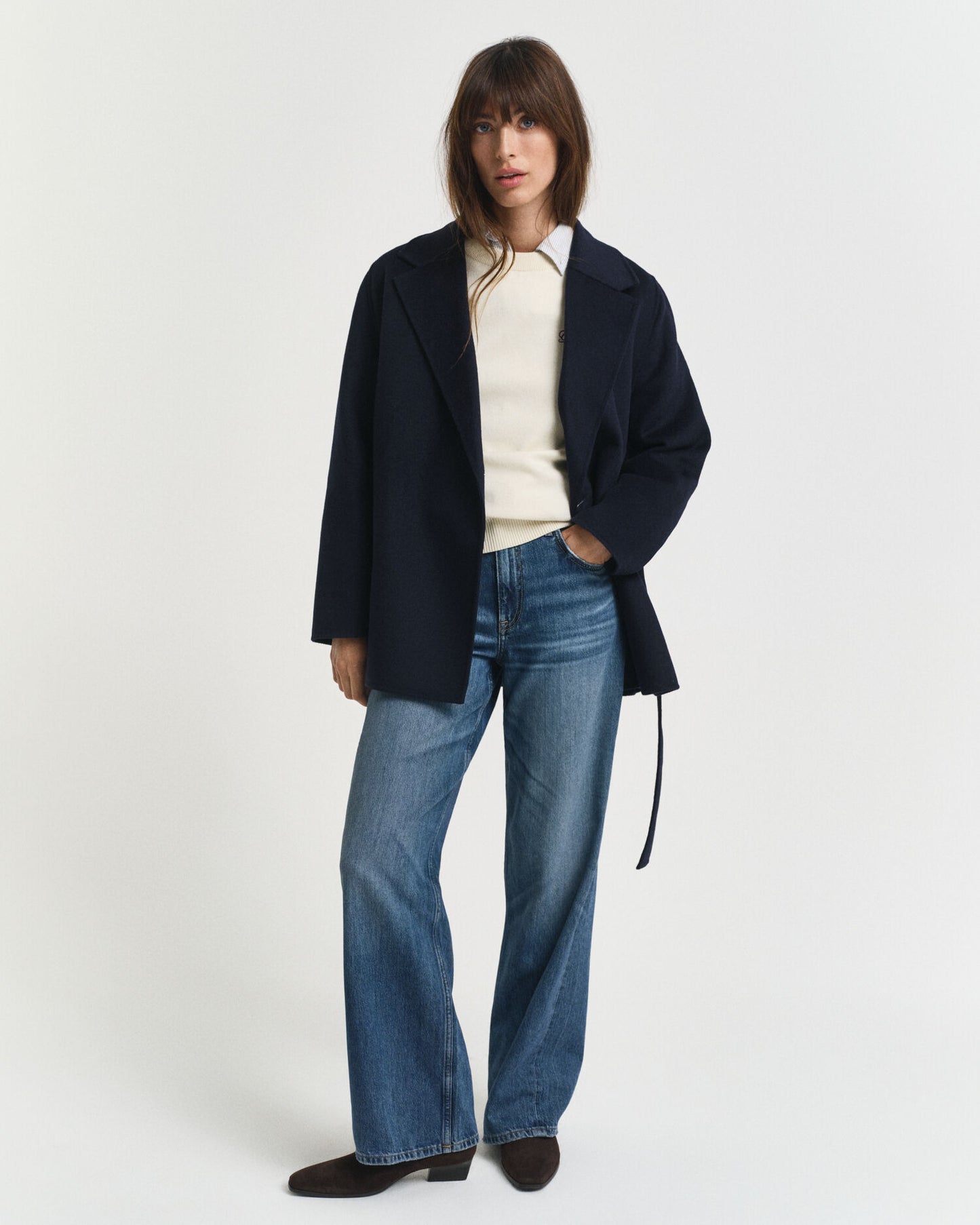 Veste ceinturée cousue main