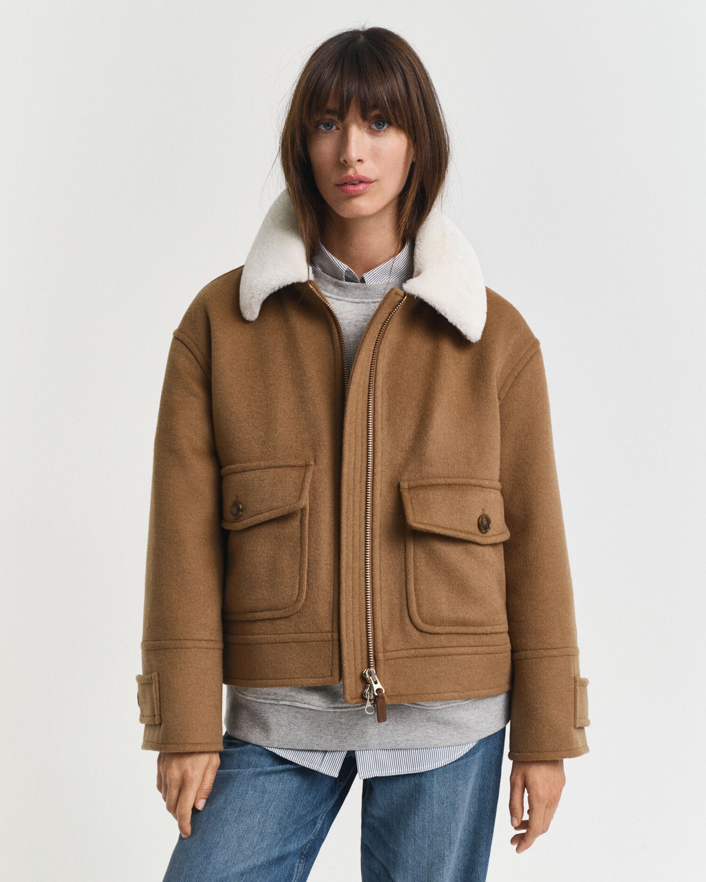 Blouson d'aviateur en mélange de laine