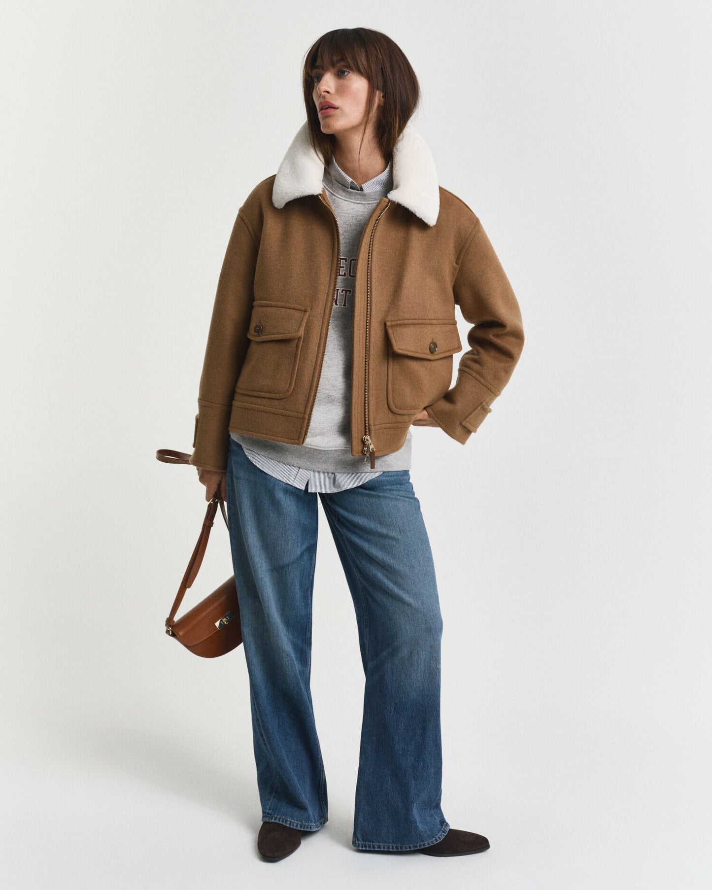 Blouson d'aviateur en mélange de laine