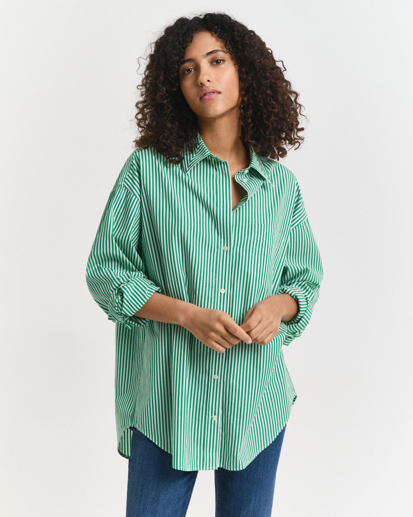 Chemise oversize classique en popeline rayée
