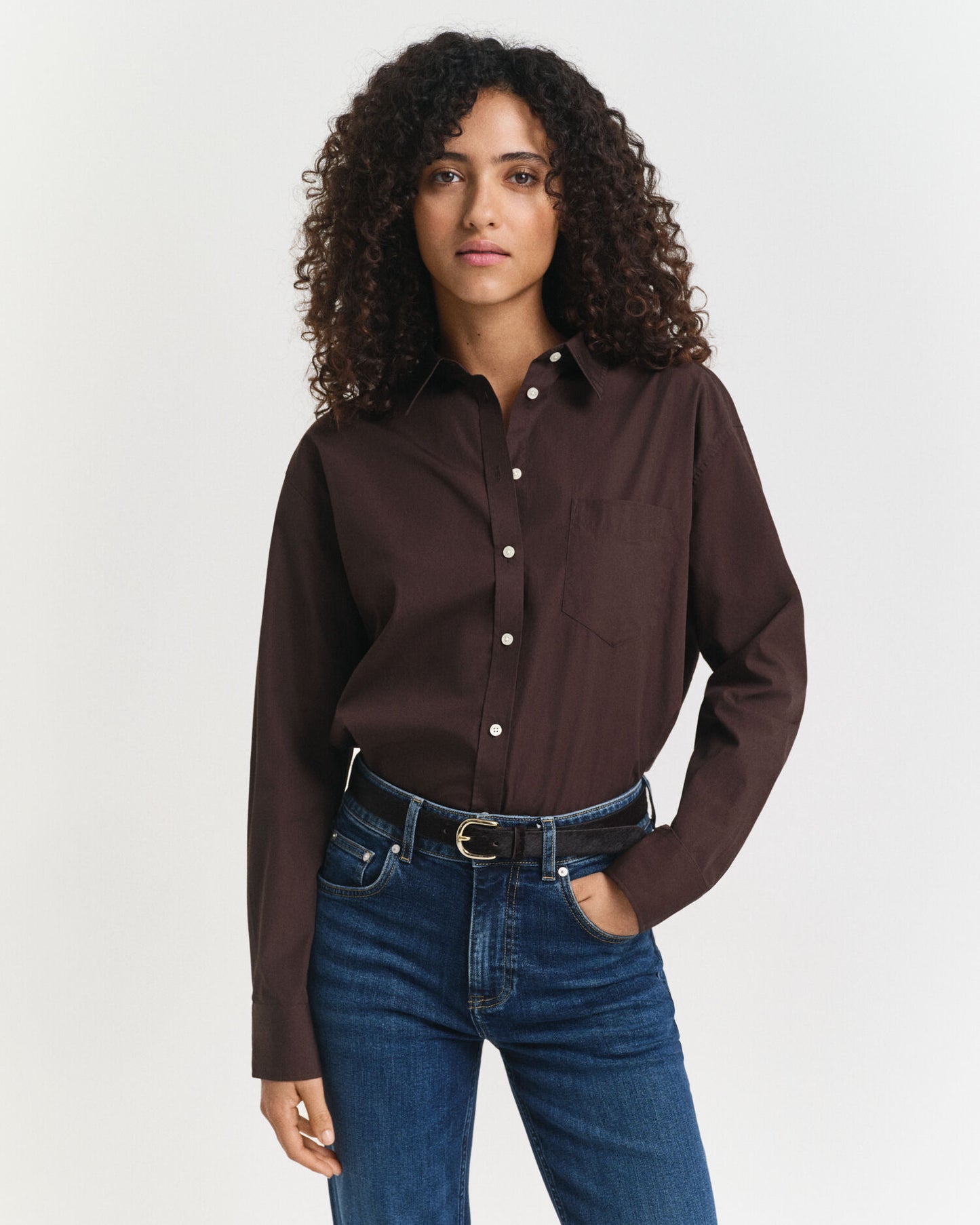 Chemise classique en popeline à coupe décontractée