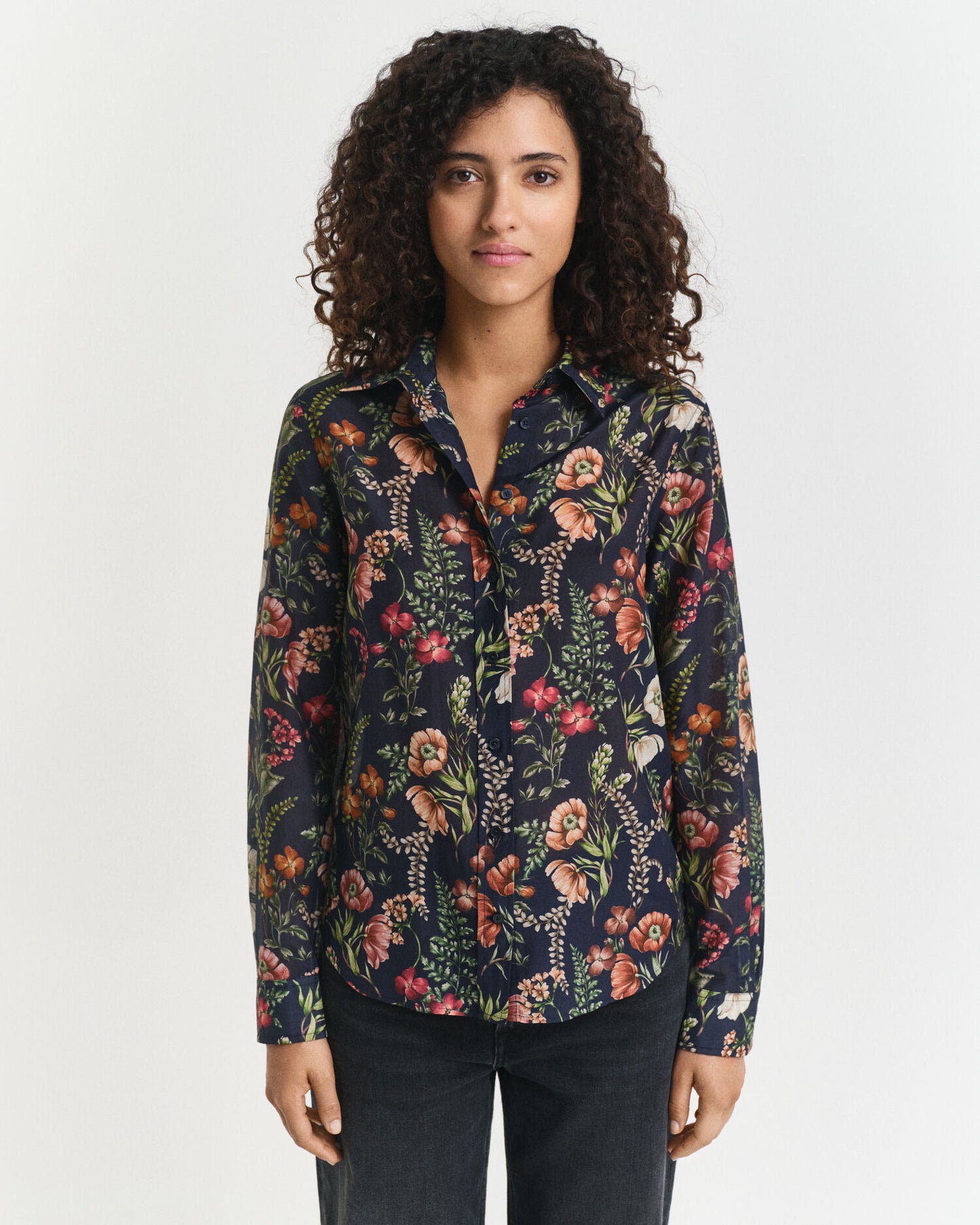 Regular Fit Hemd aus Baumwoll-Seide mit Blumenmuster
