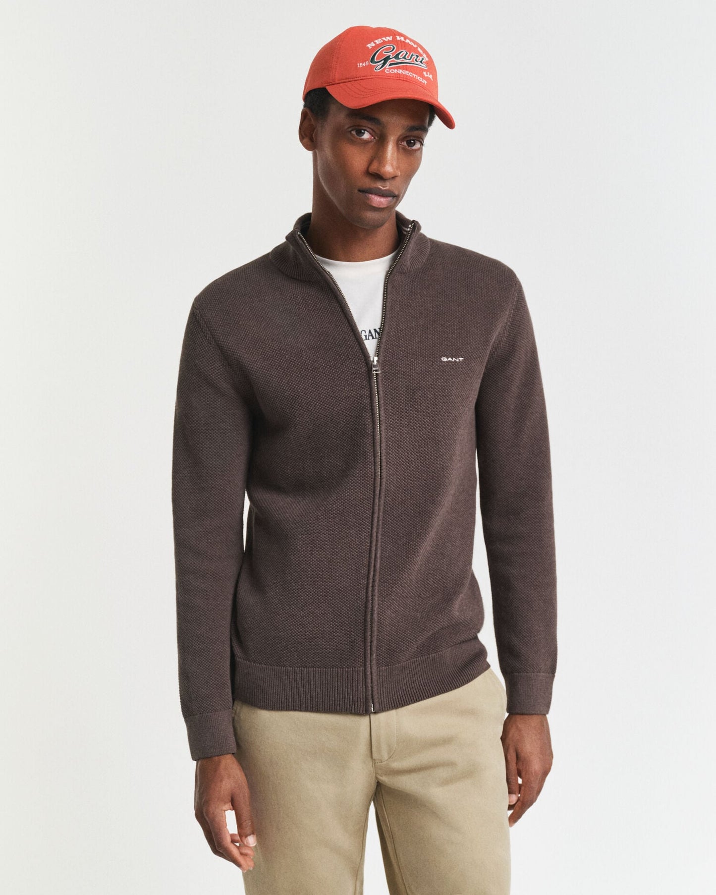 Gilet zippé en piqué de coton