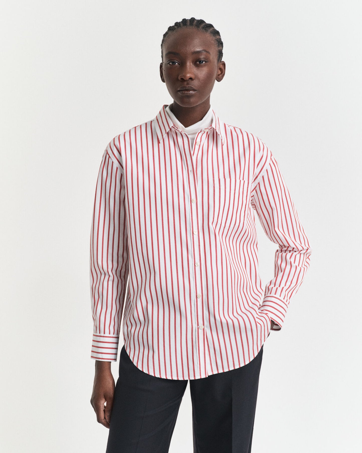Chemise classique en popeline rayée coupe décontractée