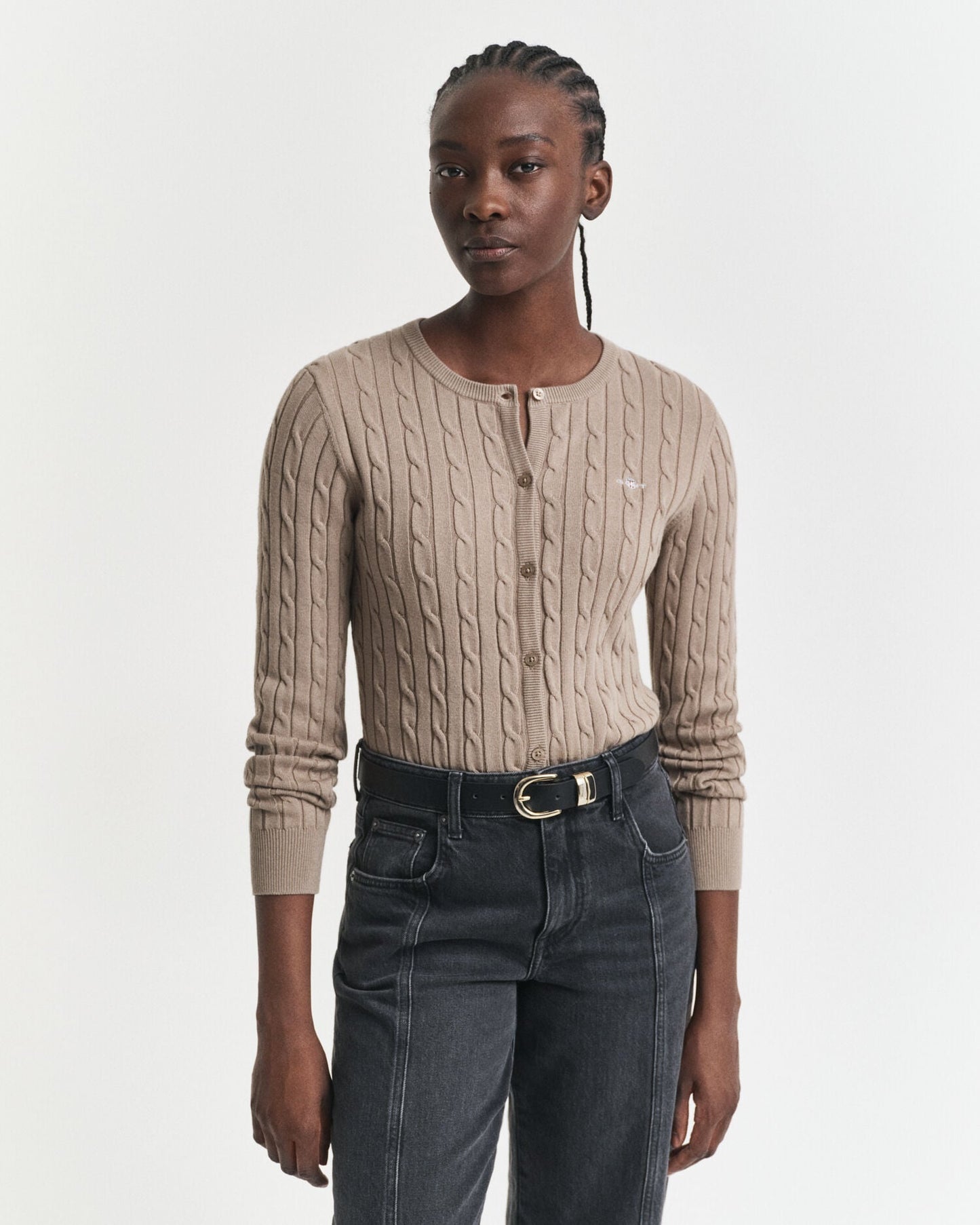Gilet en maille torsadée extensible en coton