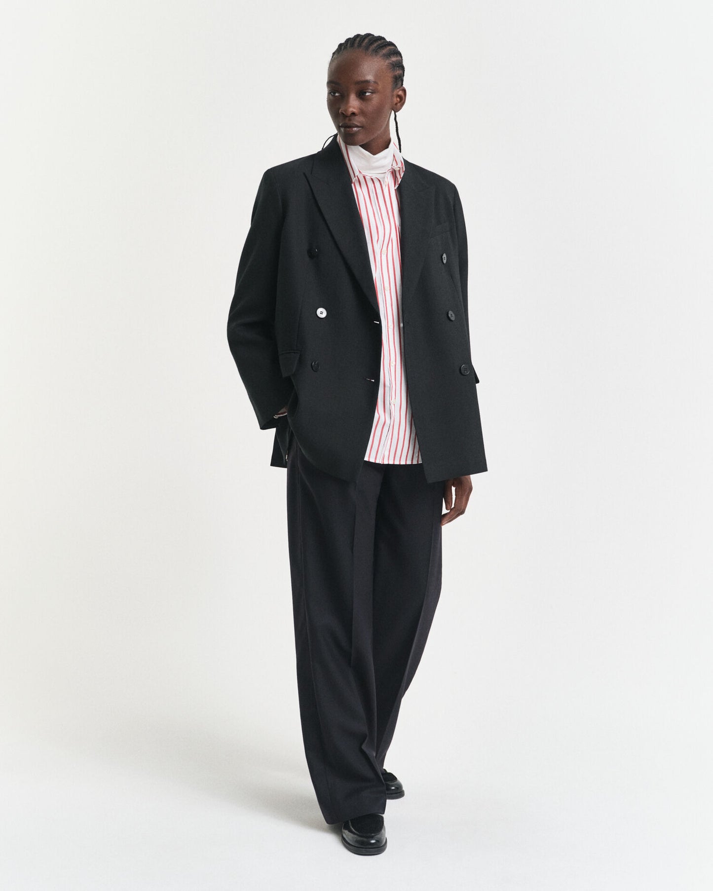 Chemise classique en popeline rayée coupe décontractée