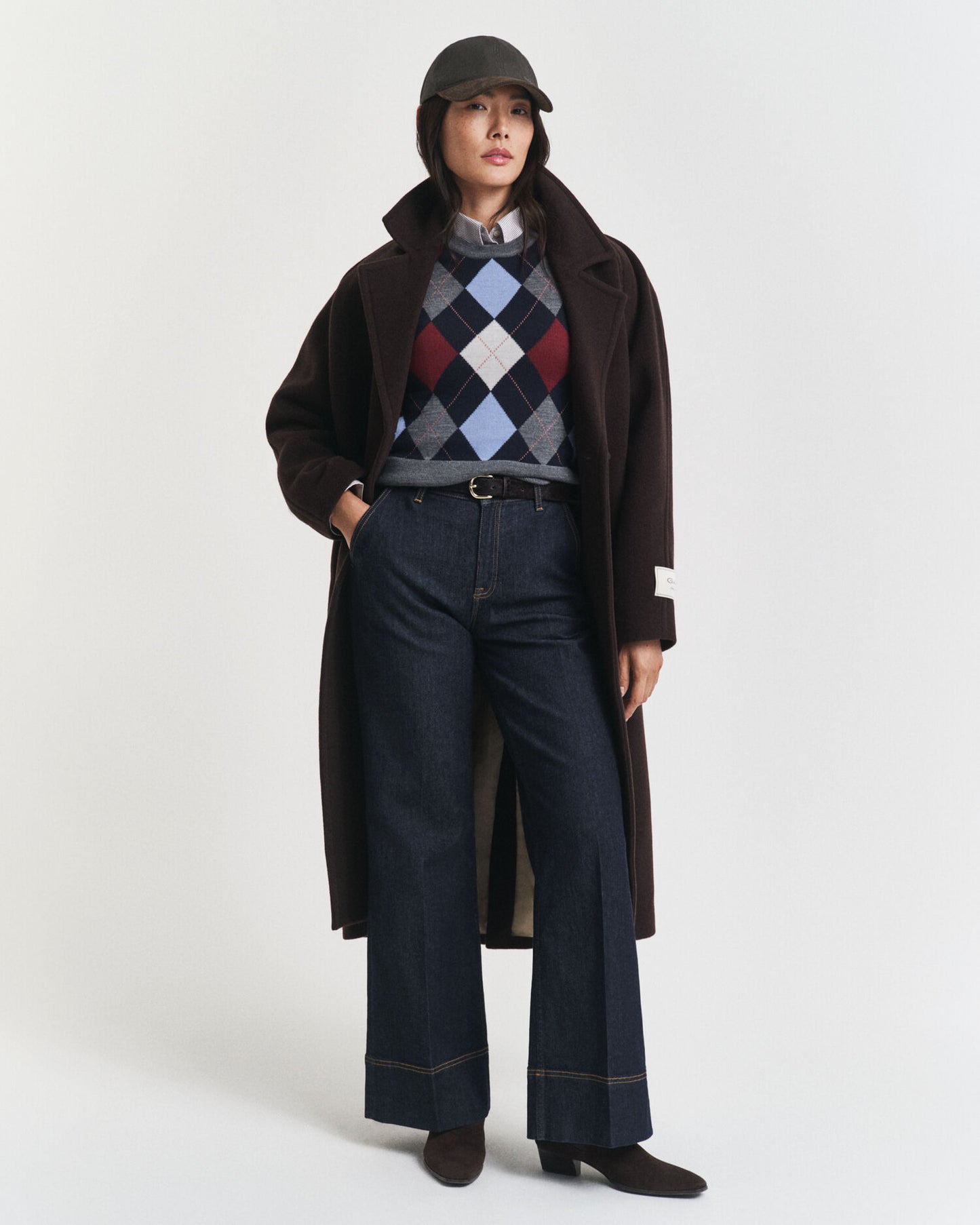 Gilet sans manches col rond en maille losanges