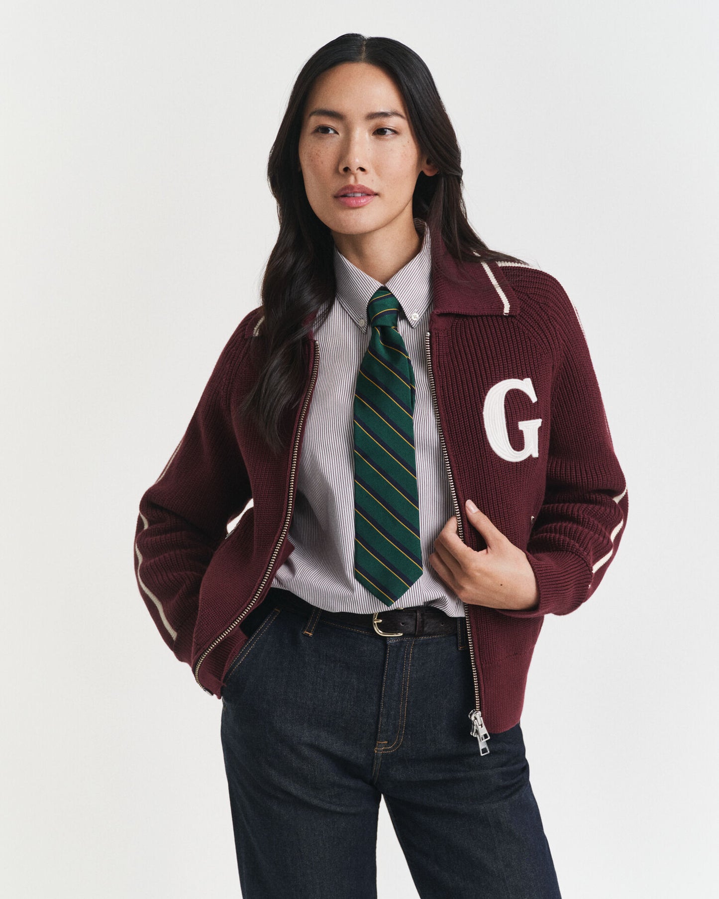 College-Strickjacke mit Reißverschluss