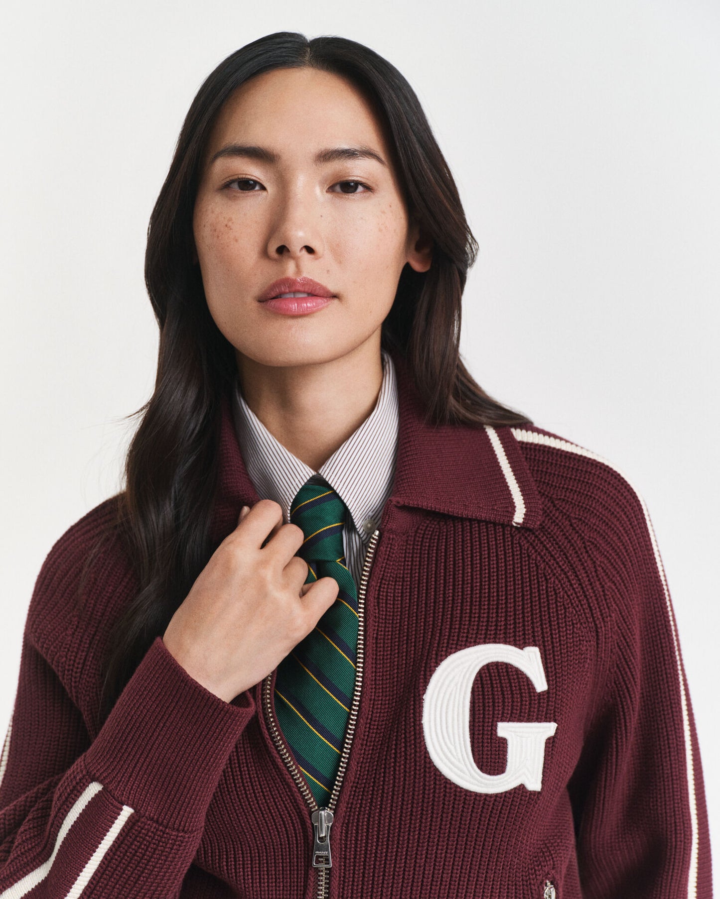 College-Strickjacke mit Reißverschluss