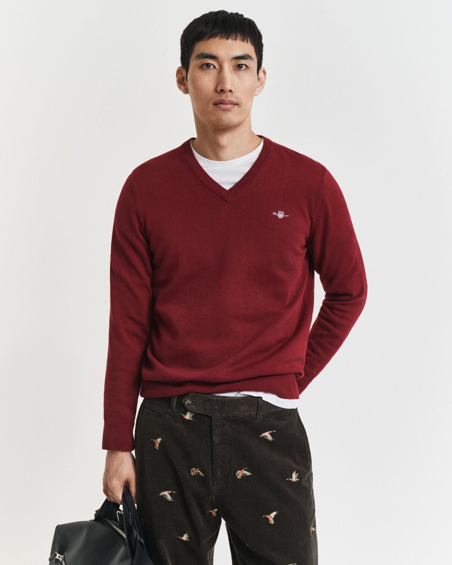 Chandail col en V classique en coton