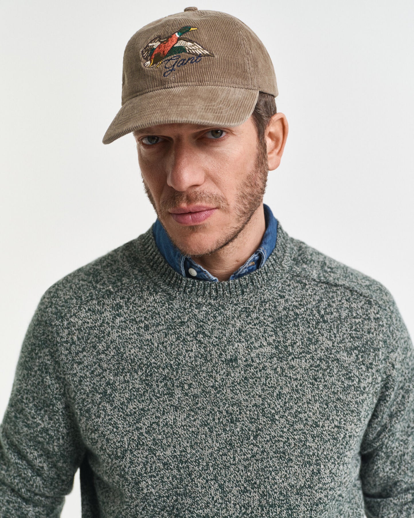 Pullover aus Wollmischgewebe in Mouliné-Optik mit Rundhalsausschnitt