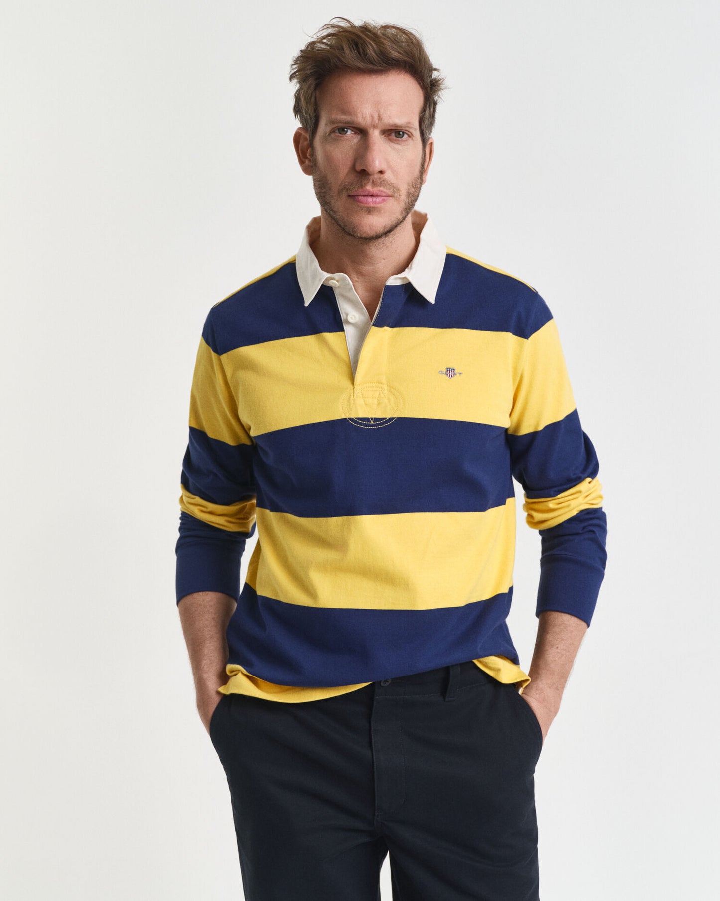 Blockgestreiftes schweres Rugbyshirt