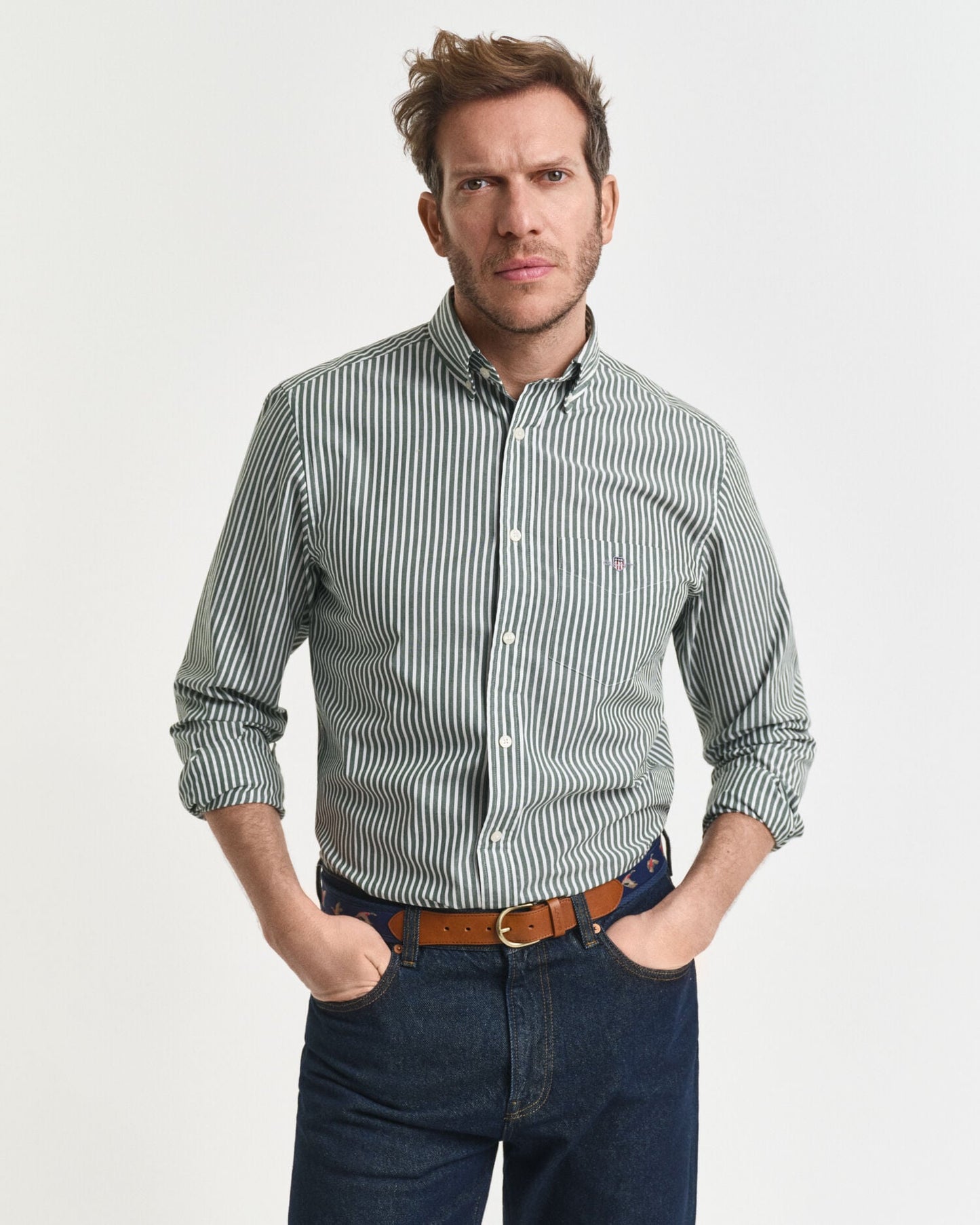 Chemise popeline rayée coupe droite