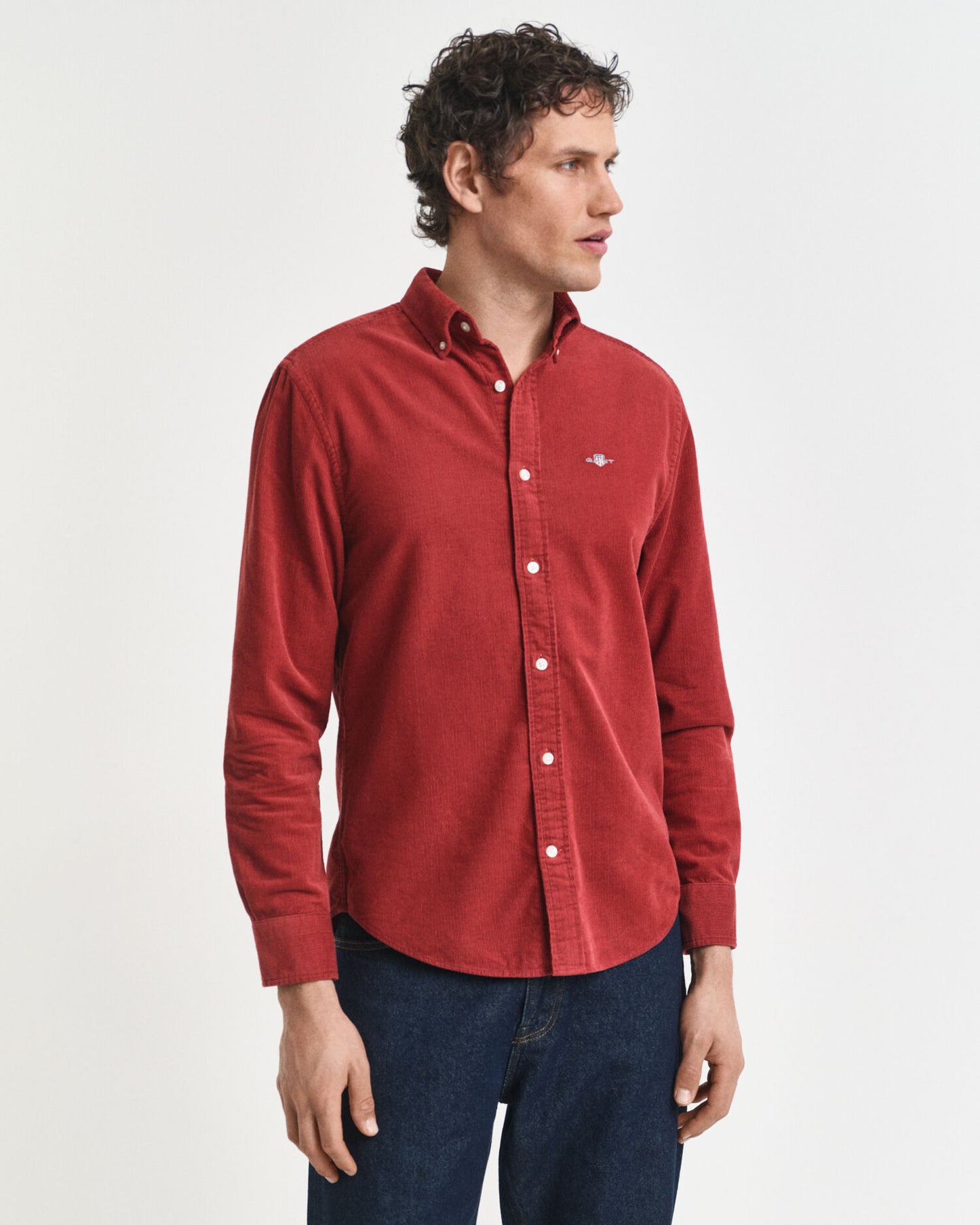 Chemise en velours côtelé de coton à coupe droite