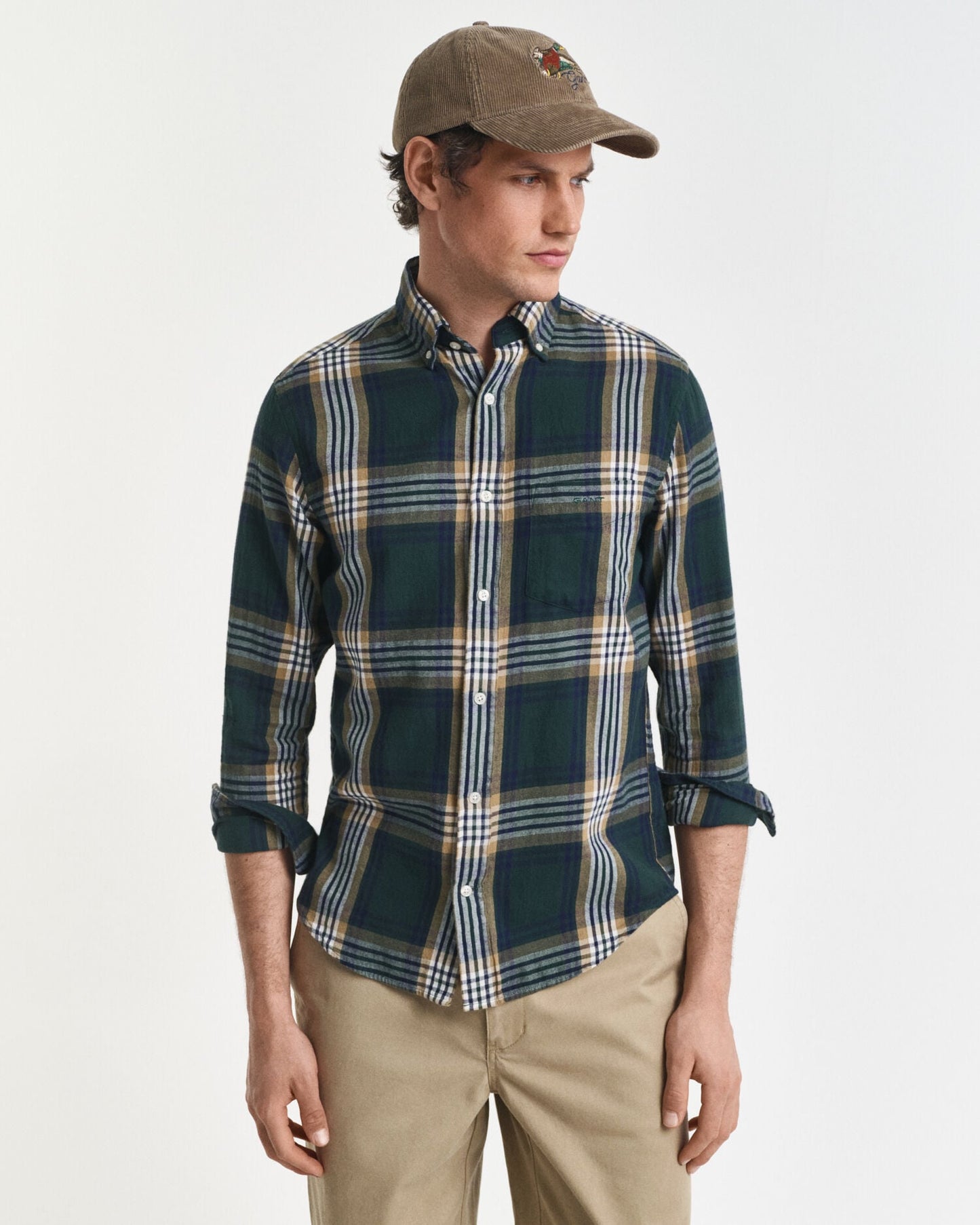 Chemise en flanelle à carreaux coupe droite