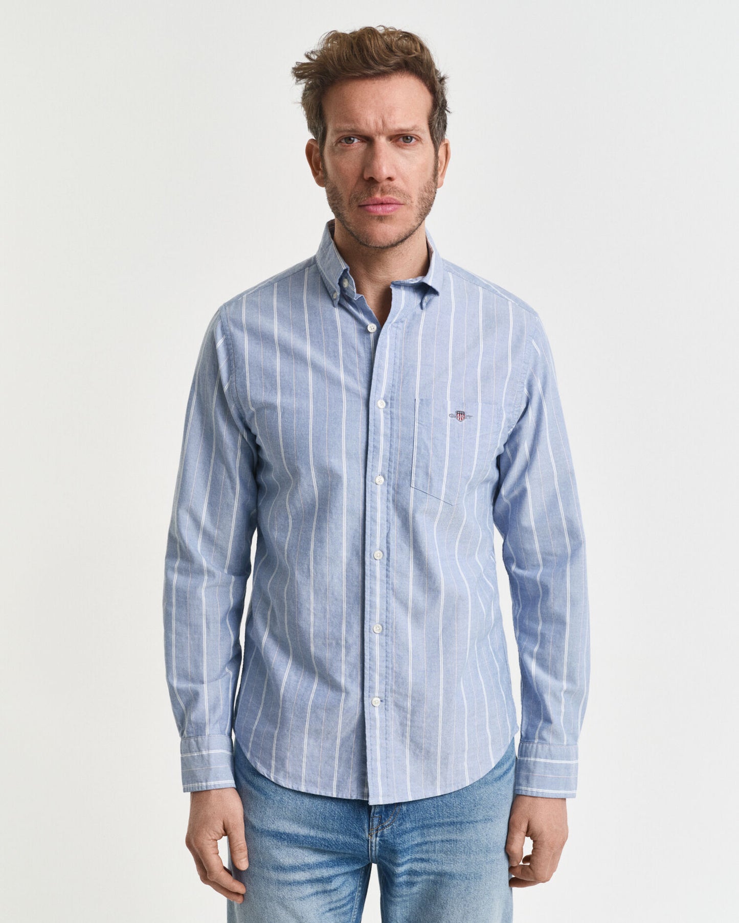 Chemise Oxford classique rayée coupe droite
