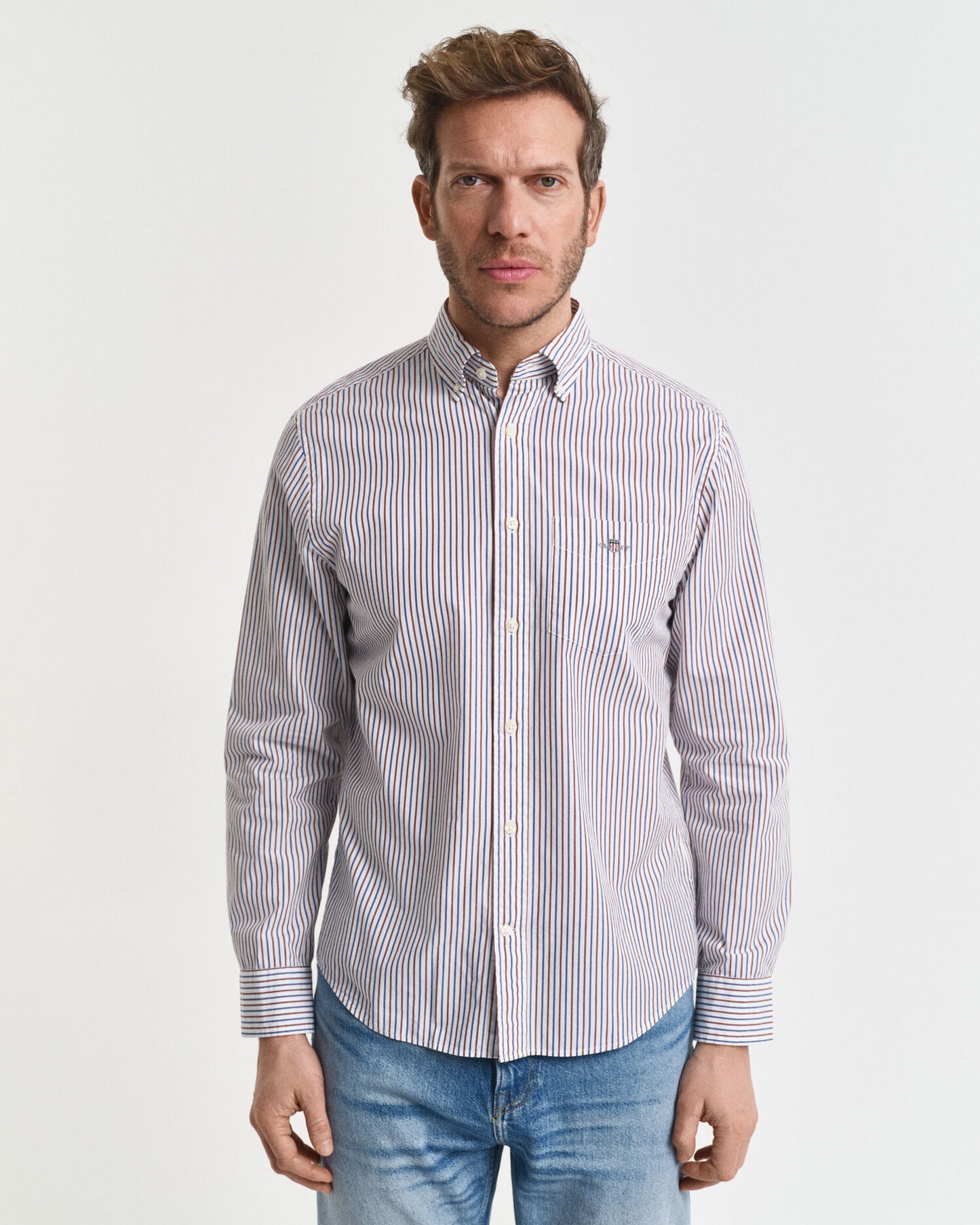 Chemise Popeline Classique Rayée Coupe Droite