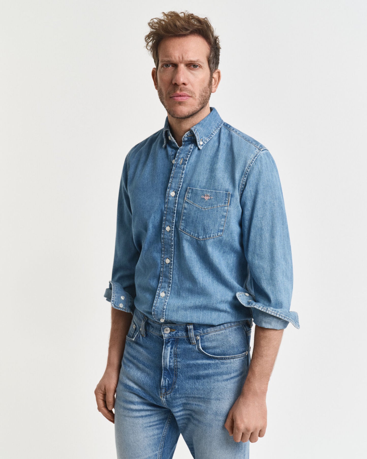 Chemise en jean coupe droite
