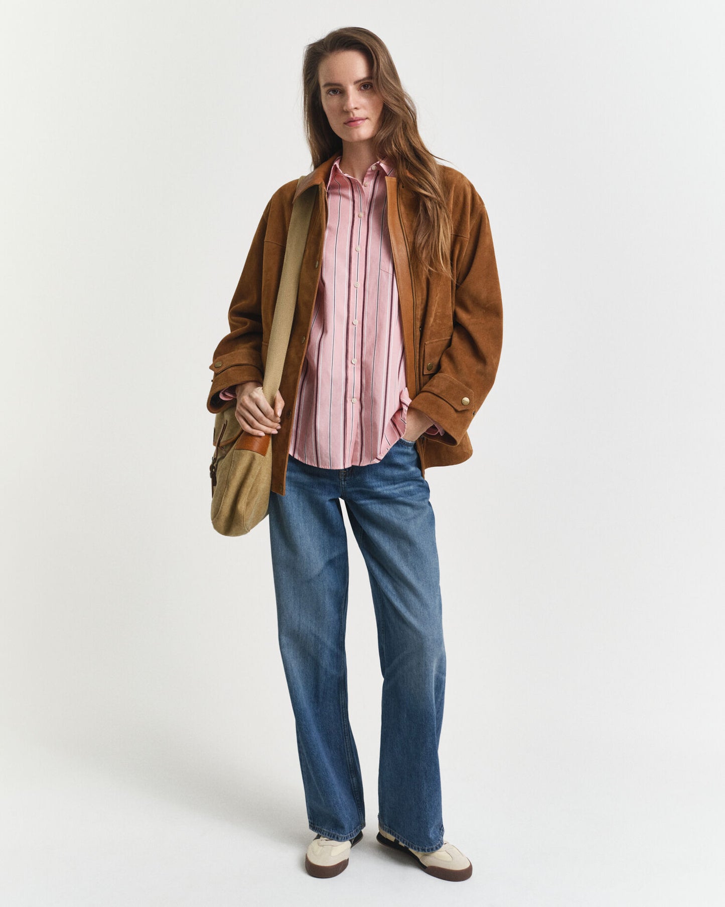 Chemise en popeline rayée classique coupe décontractée