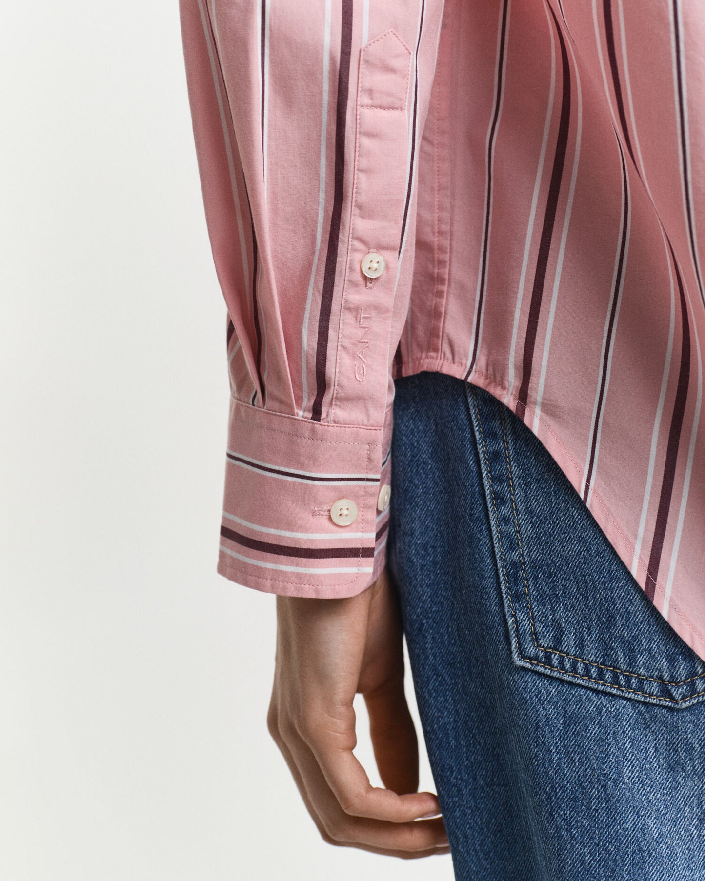 Chemise en popeline rayée classique coupe décontractée