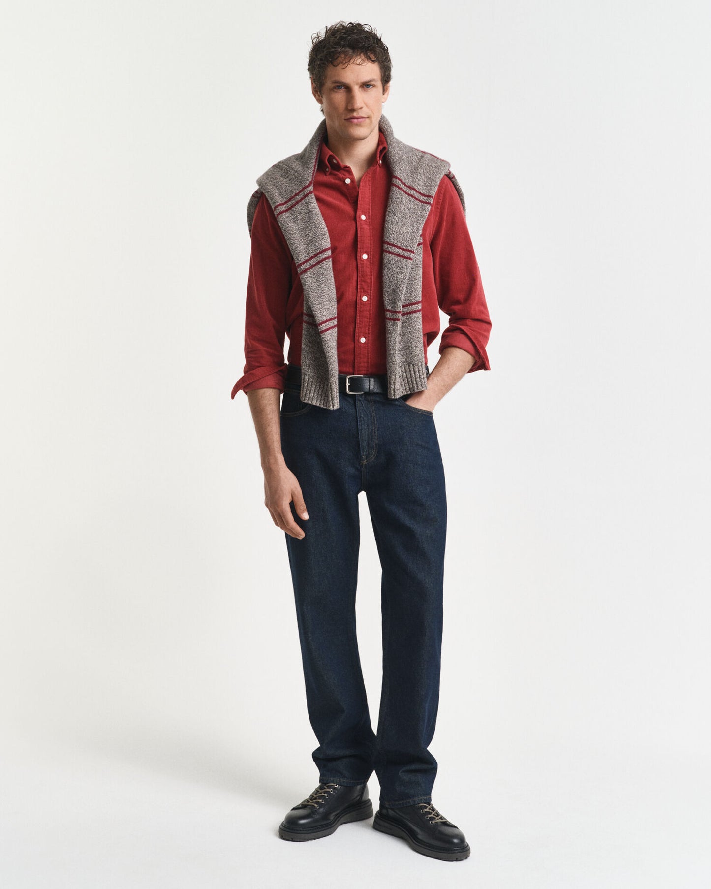 Chemise en velours côtelé de coton à coupe droite