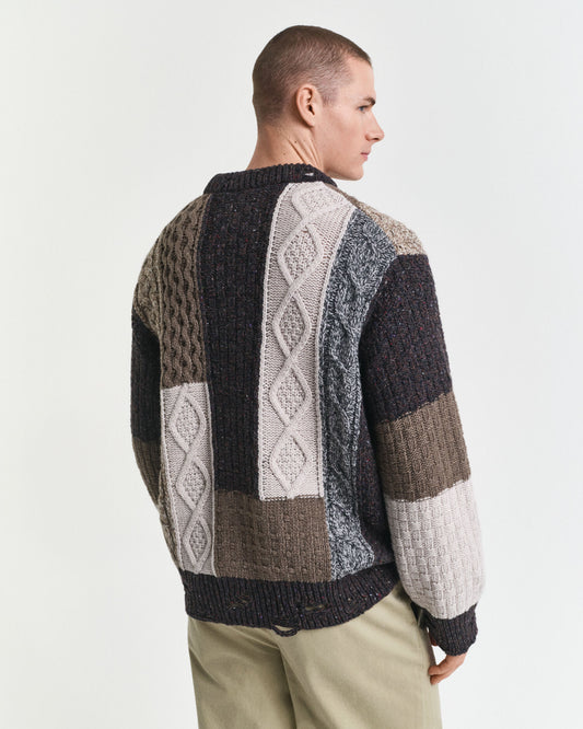 Patchwork-Pullover mit Rundhalsausschnitt