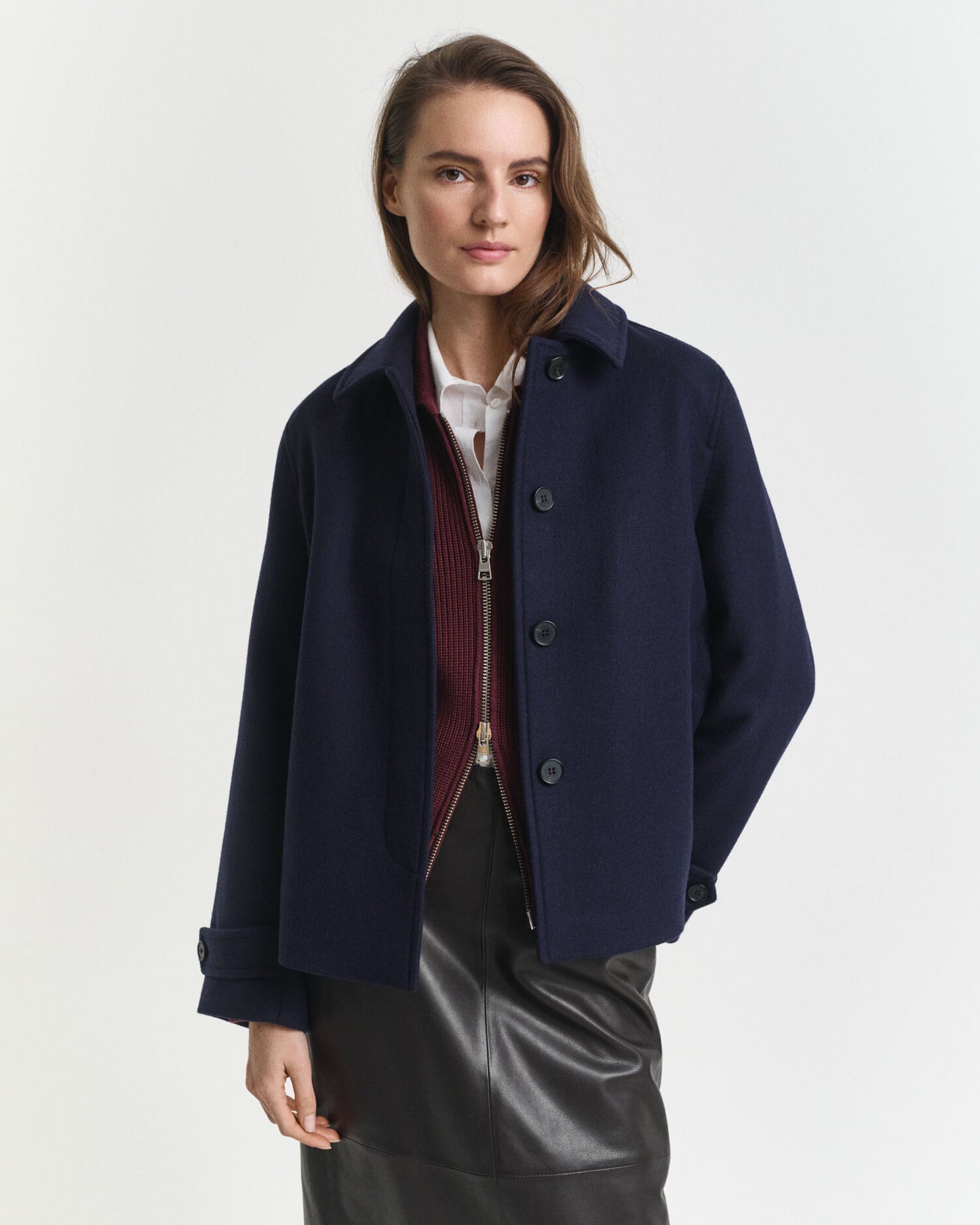 Manteau court en mélange de laine