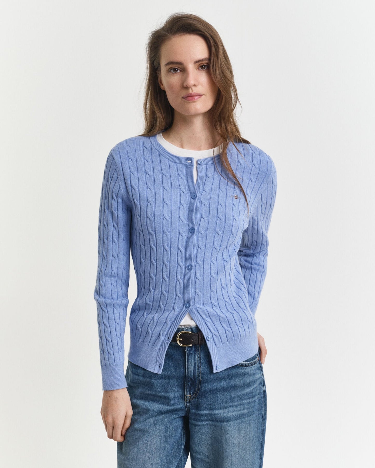 Gilet en maille torsadée extensible en coton