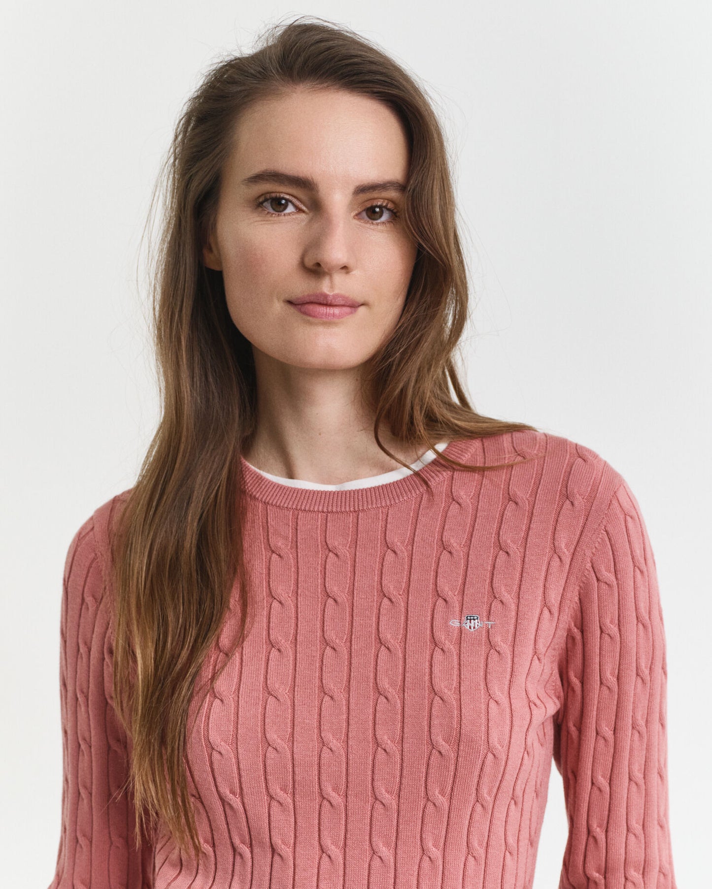 Pull col rond en coton extensible torsadé