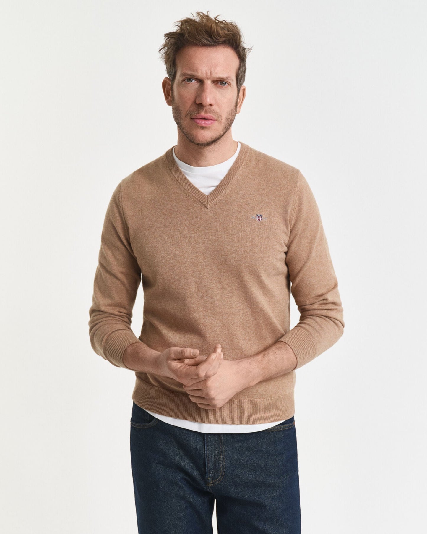 Chandail col en V classique en coton