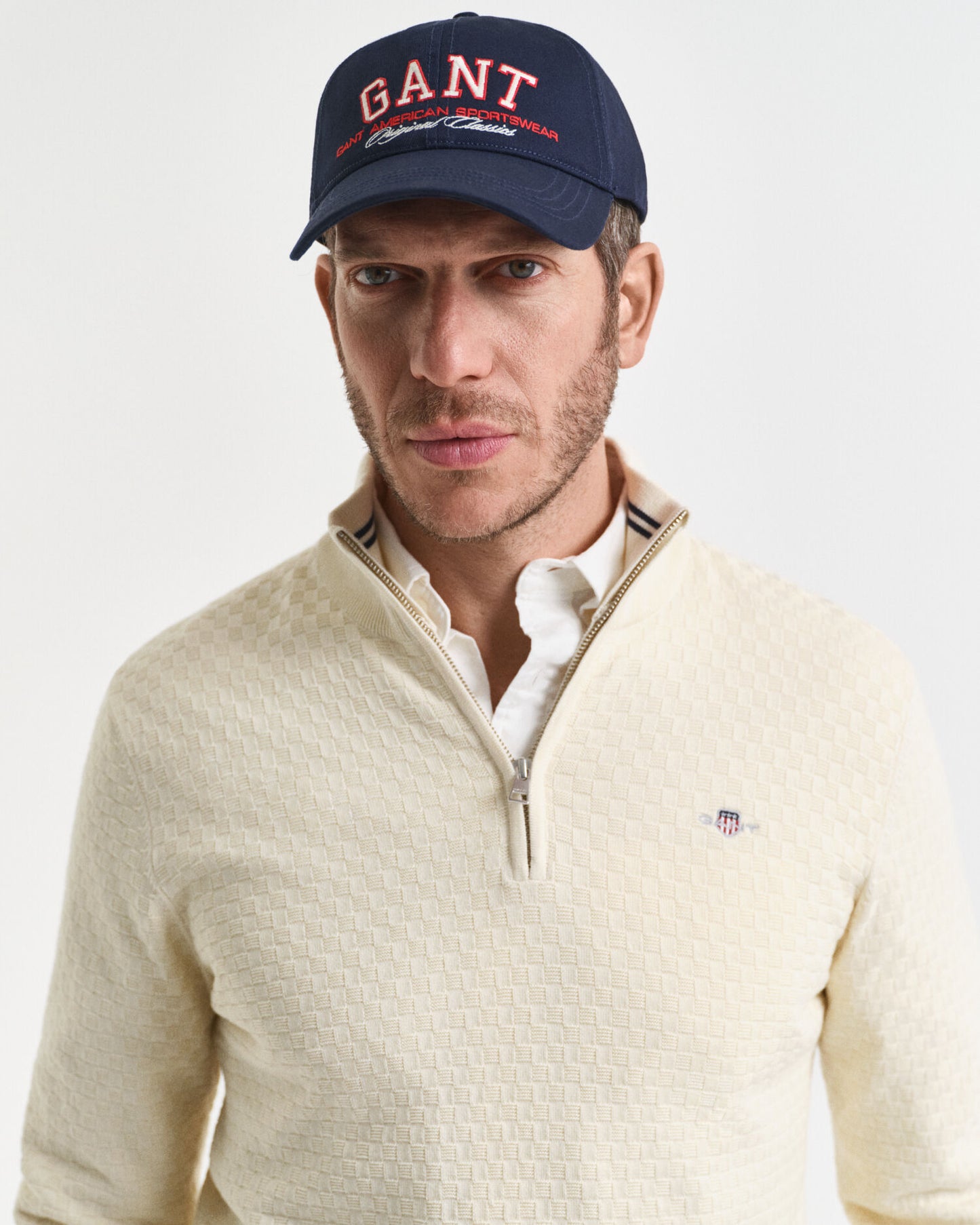 Pull demi-zippé microtexturé
