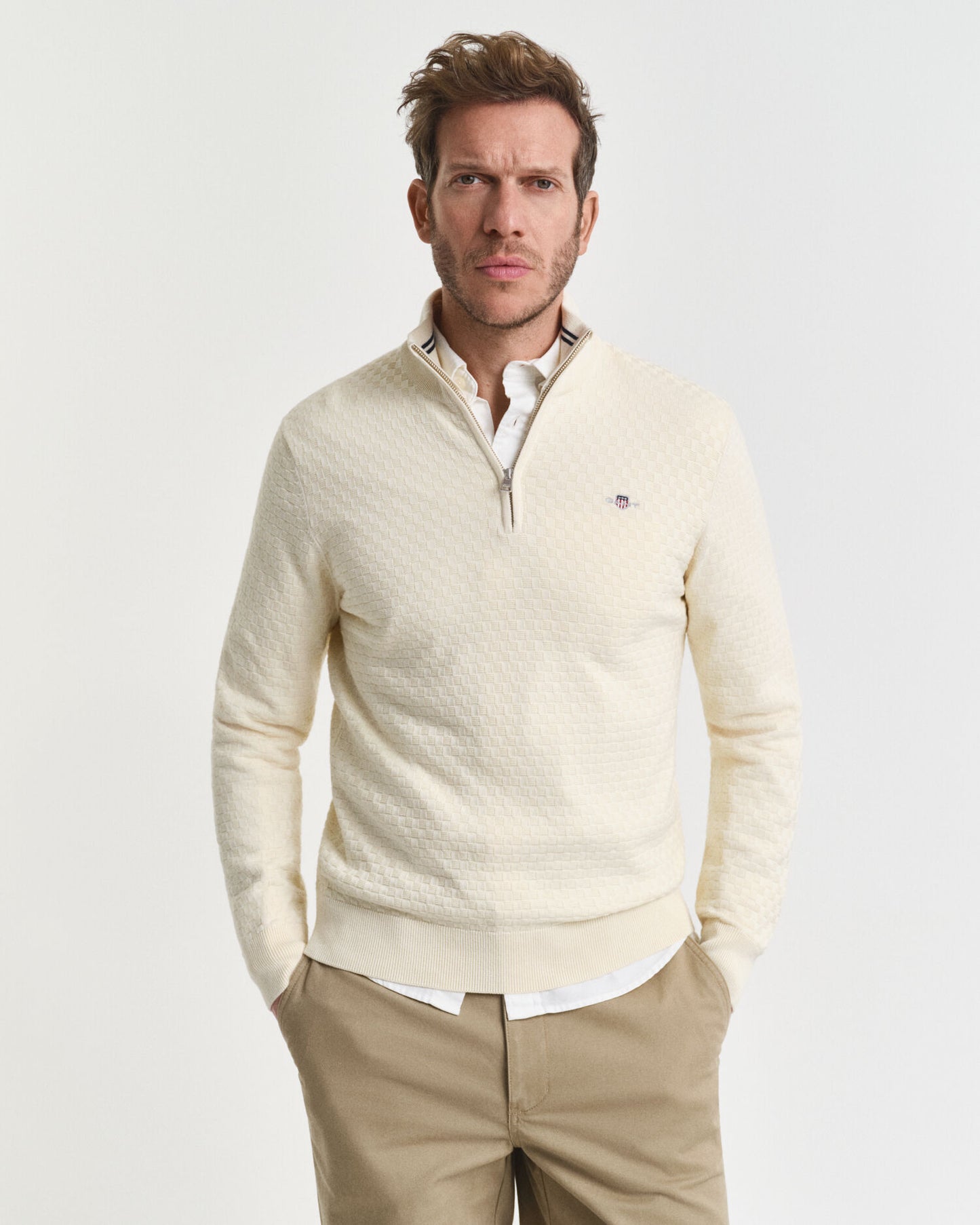 Pull demi-zippé microtexturé