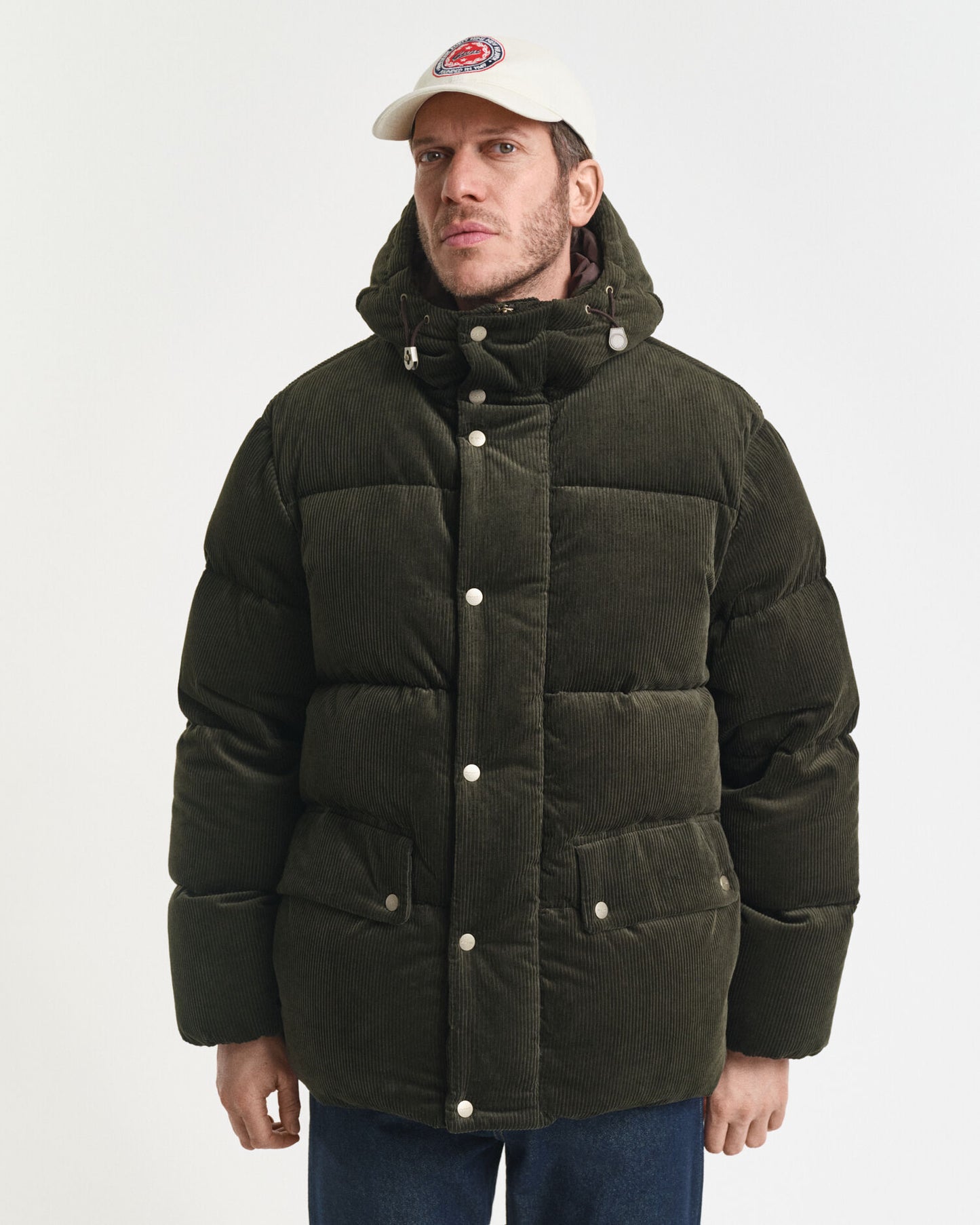 Daunenpufferjacke aus Cord