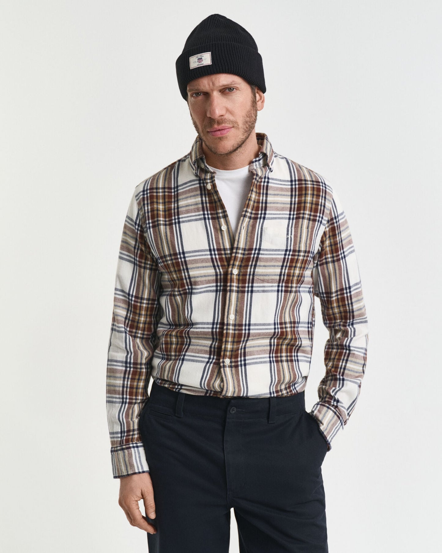 Chemise en flanelle à carreaux coupe droite