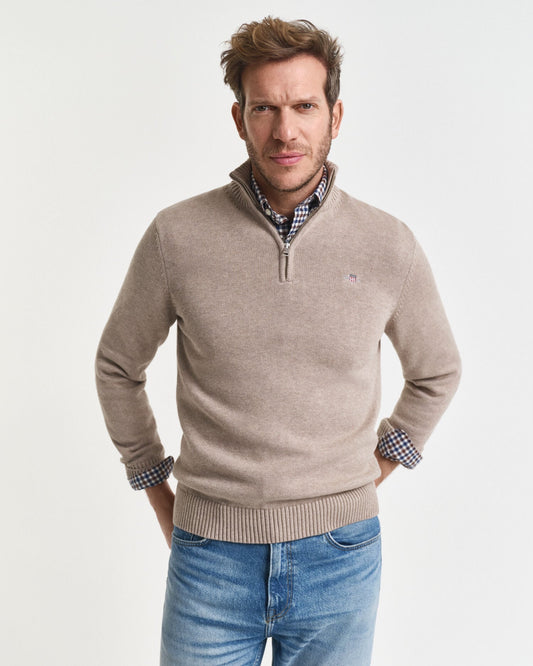 Lässiger Baumwoll-Half-Zip-Pullover