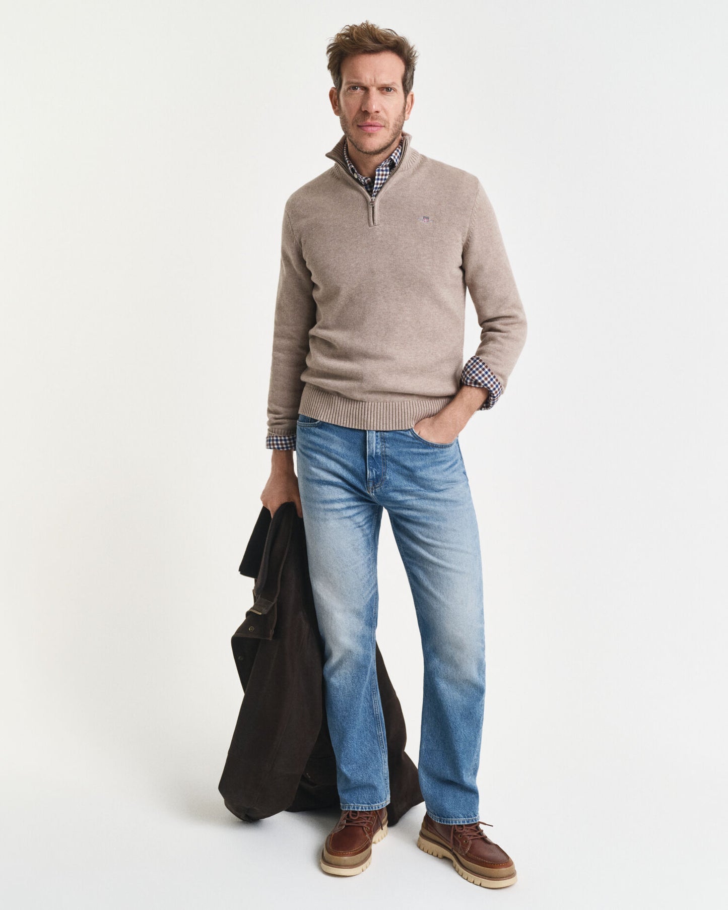 Lässiger Baumwoll-Half-Zip-Pullover